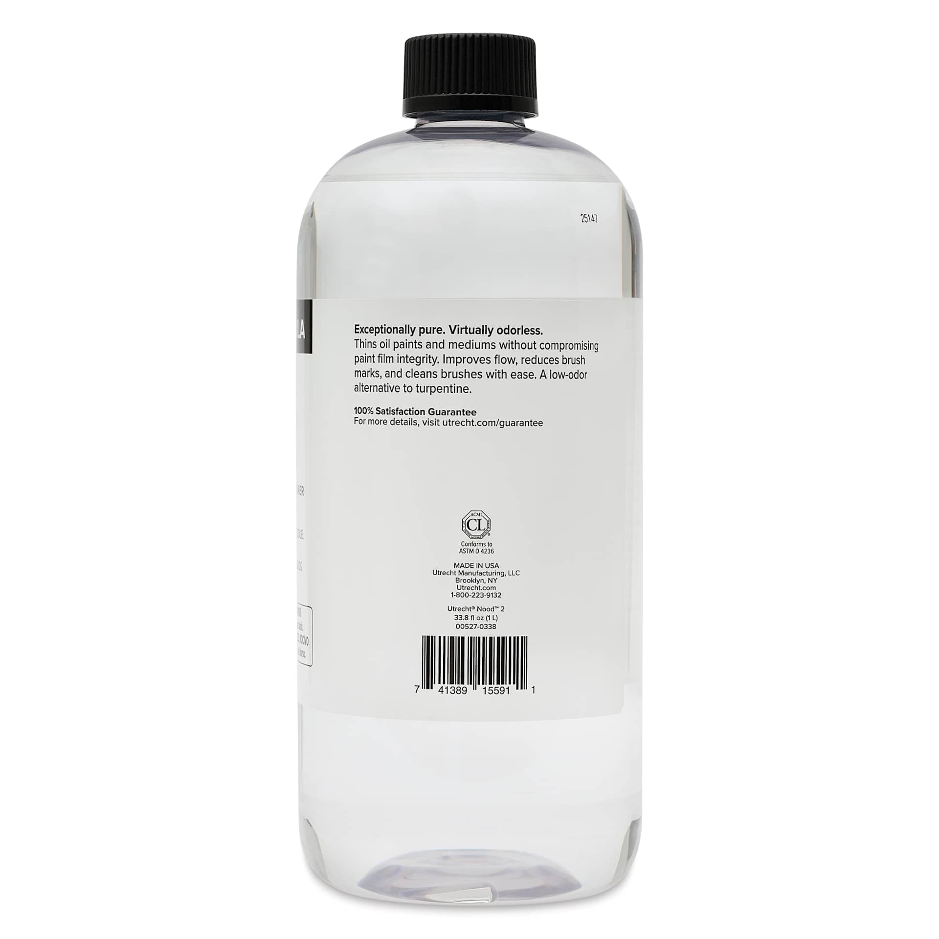 Utrecht NOOD 2 Odorless Thinner - back of 1 L bottle Utrecht NOOD 2 Odorless Thinner - back of 1 L bottle