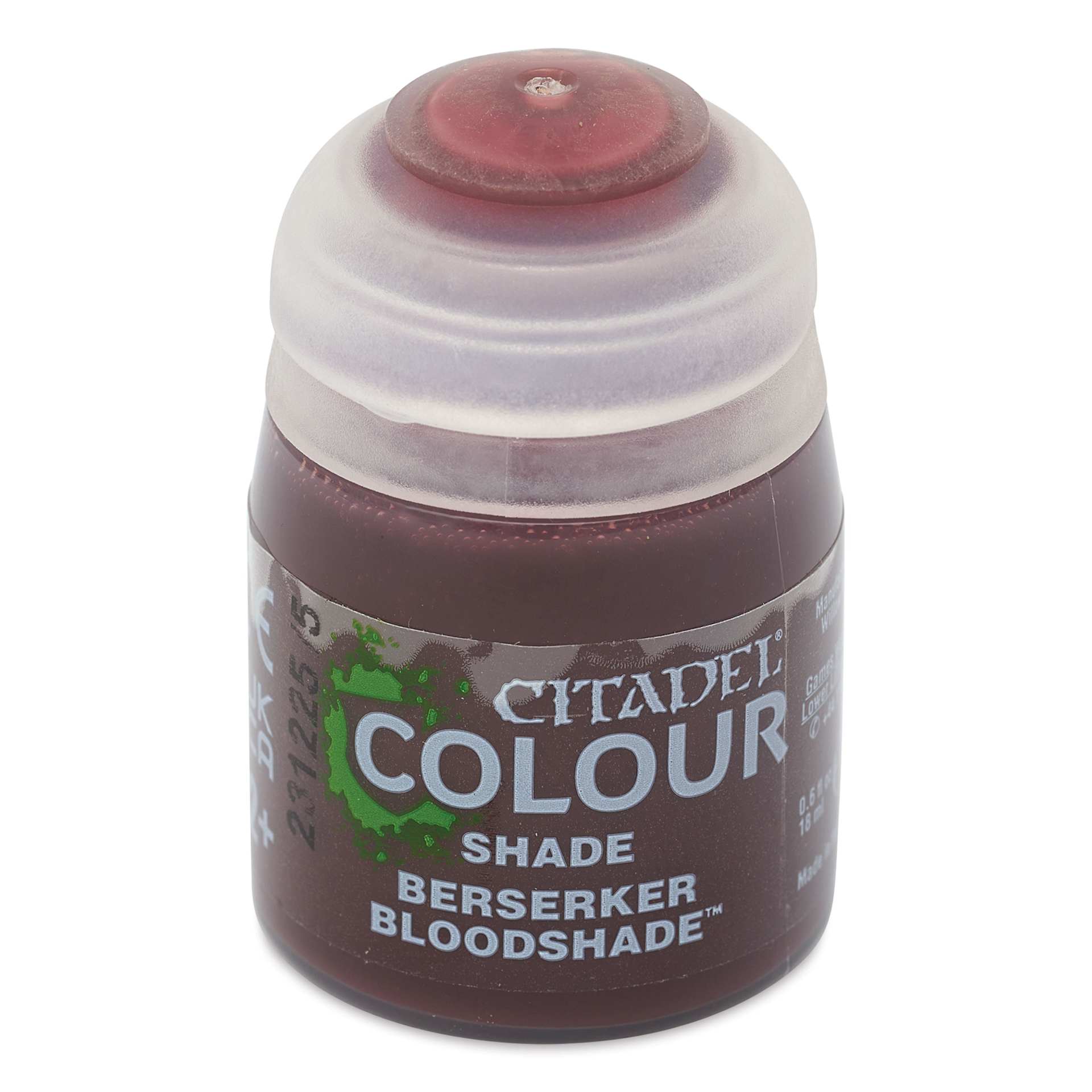 Citadel Shade Acrylic Paint - Berserker Bloodshade, 18 ml, Pkg of 6, front of bottle