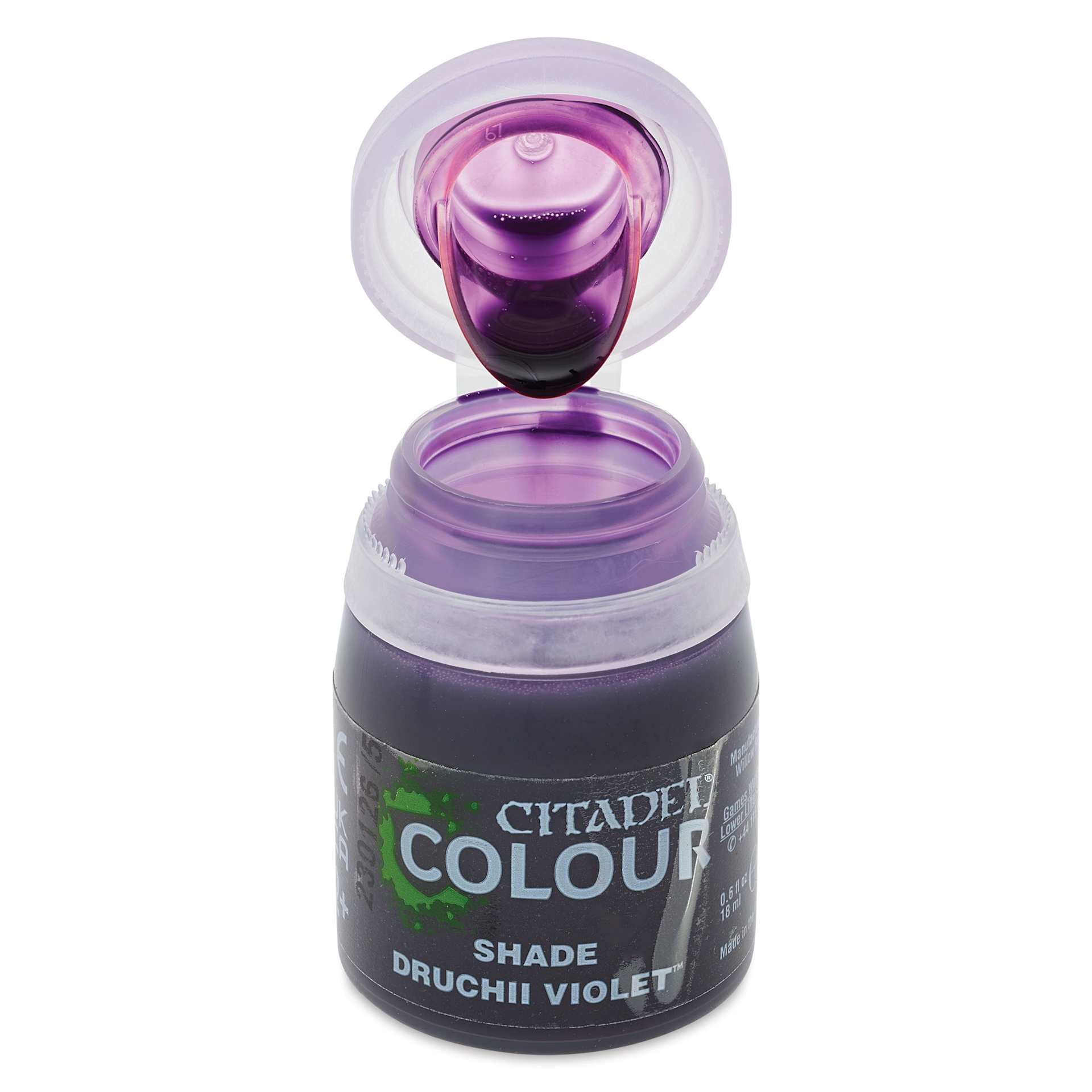 Citadel Shade Acrylic Paint - Druchii Violet, 18 ml, bottle, open