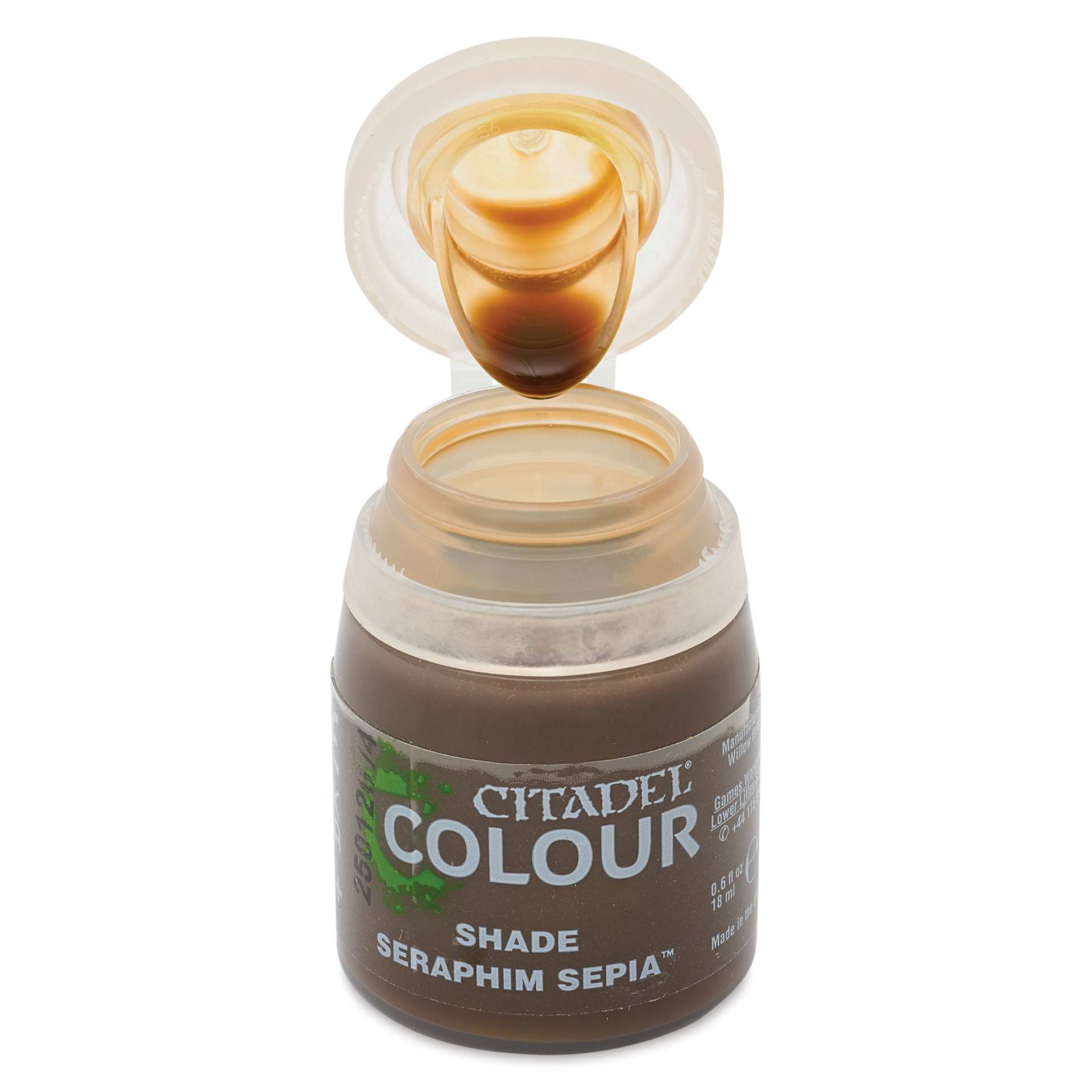 Citadel Shade Acrylic Paint - Seraphim Sepia, 18 ml, bottle, open