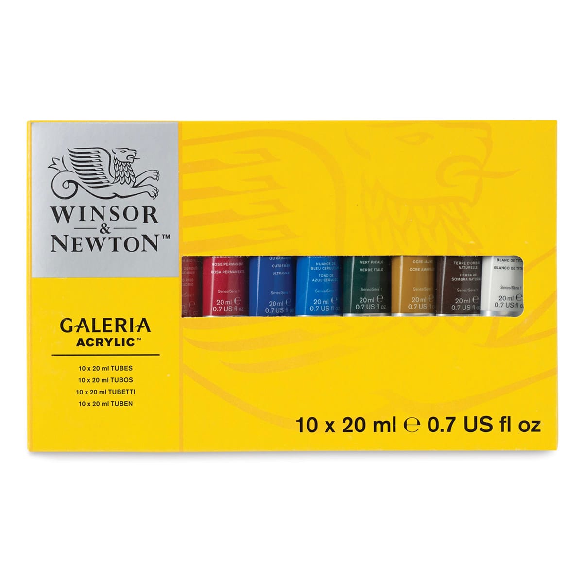 Winsor & Newton Galeria Flow Acrylics - Set of 10 Colors, 20 ml tubes front of package