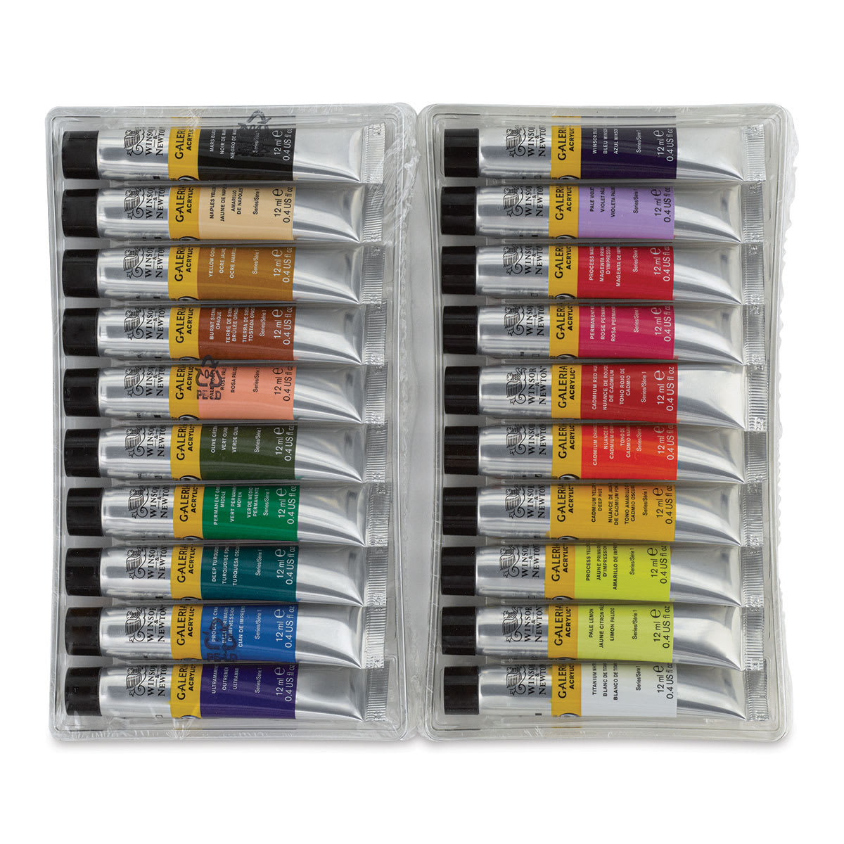 Winsor & Newton Galeria Acrylic Paint - Set of 20, Assorted Colors, 12 ml, Tubes (Tubes in trays)
