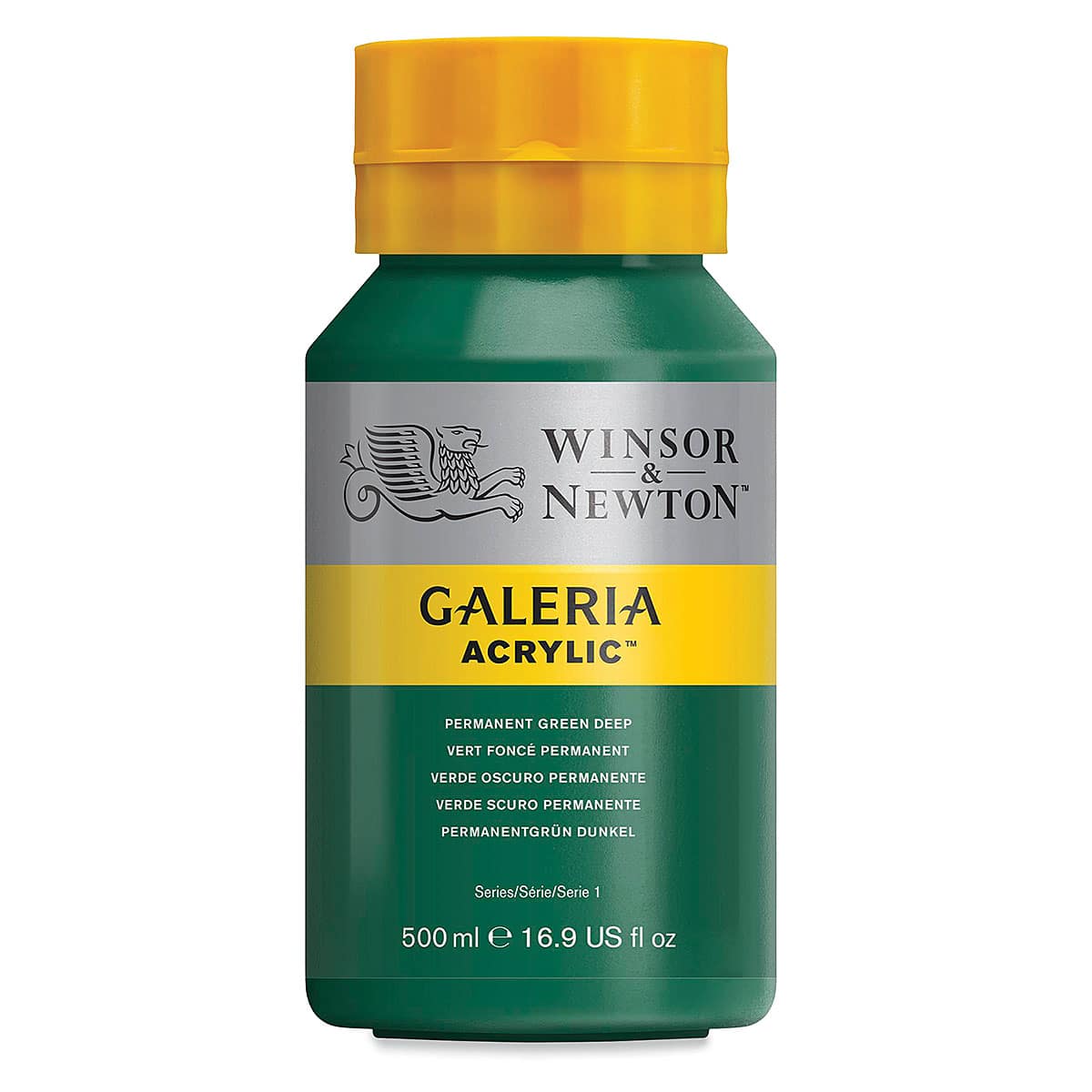 Winsor & Newton Galeria Flow Acrylics - Permanent Green Deep, 500 ml tube