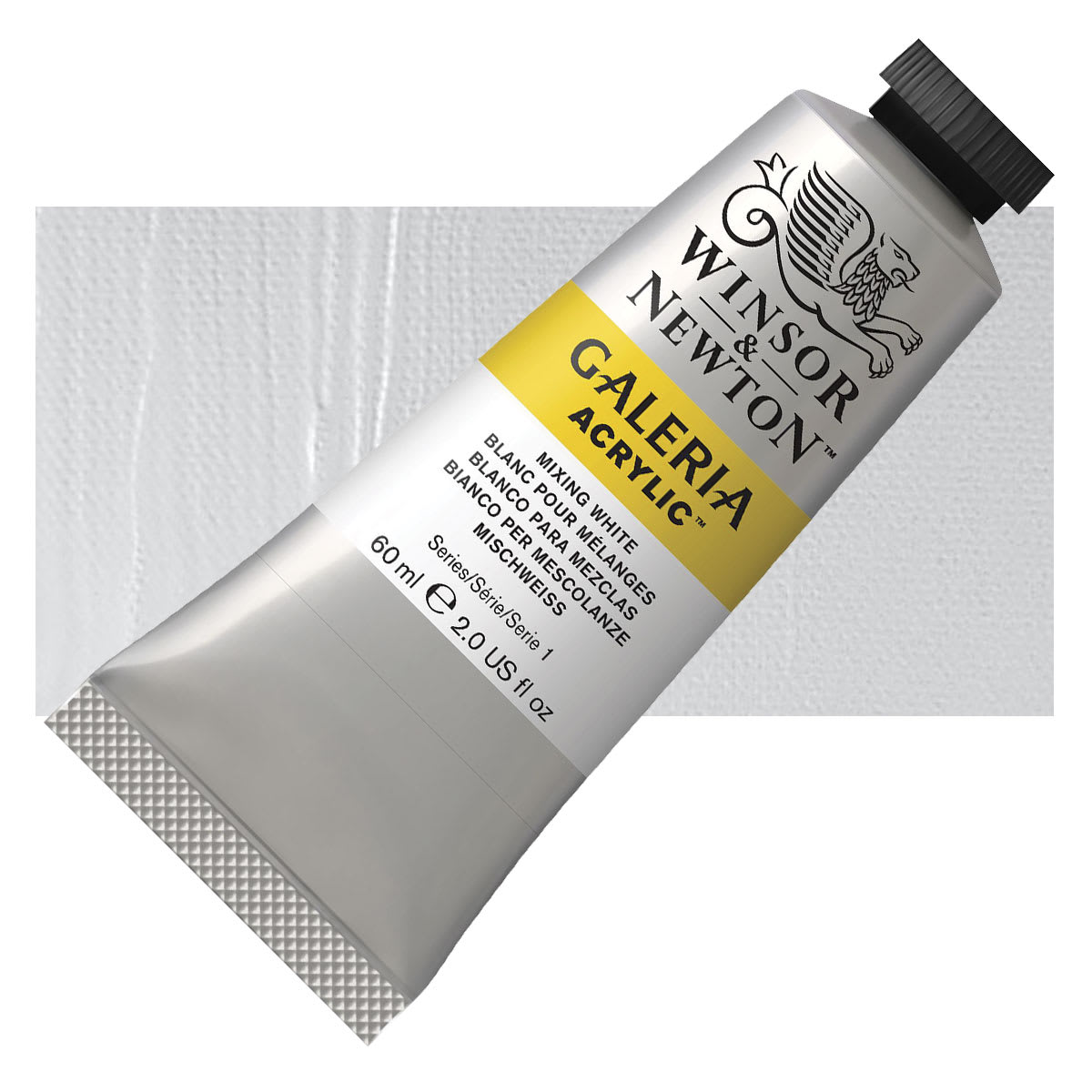 Winsor & Newton Galeria Flow Acrylic - Mixing White, 60 ml tube and swatch