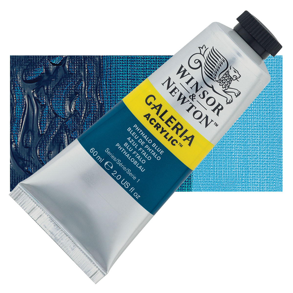 Winsor & Newton Galeria Flow Acrylic - Phthalo Blue, 60 ml tube and swatch