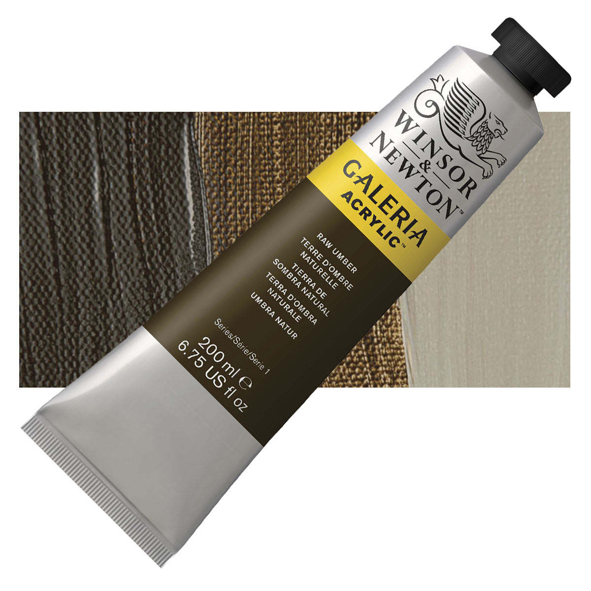Winsor & Newton Galeria Flow Acrylic - Raw Umber, 200 ml tube and swatch