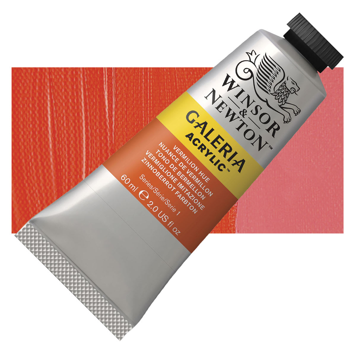Winsor & Newton Galeria Flow Acrylic - Vermilion Hue, 60 ml tube and swatch