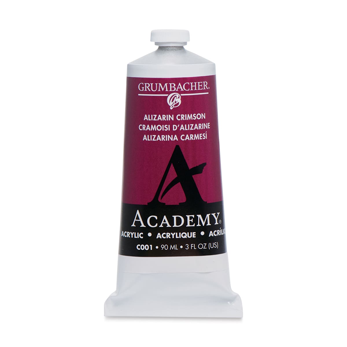 Grumbacher Academy Acrylic - 90 ml Tube of Alizarin Crimson shown upright Grumbacher Academy Acrylic - 90 ml Tube of Alizarin Crimson shown upright