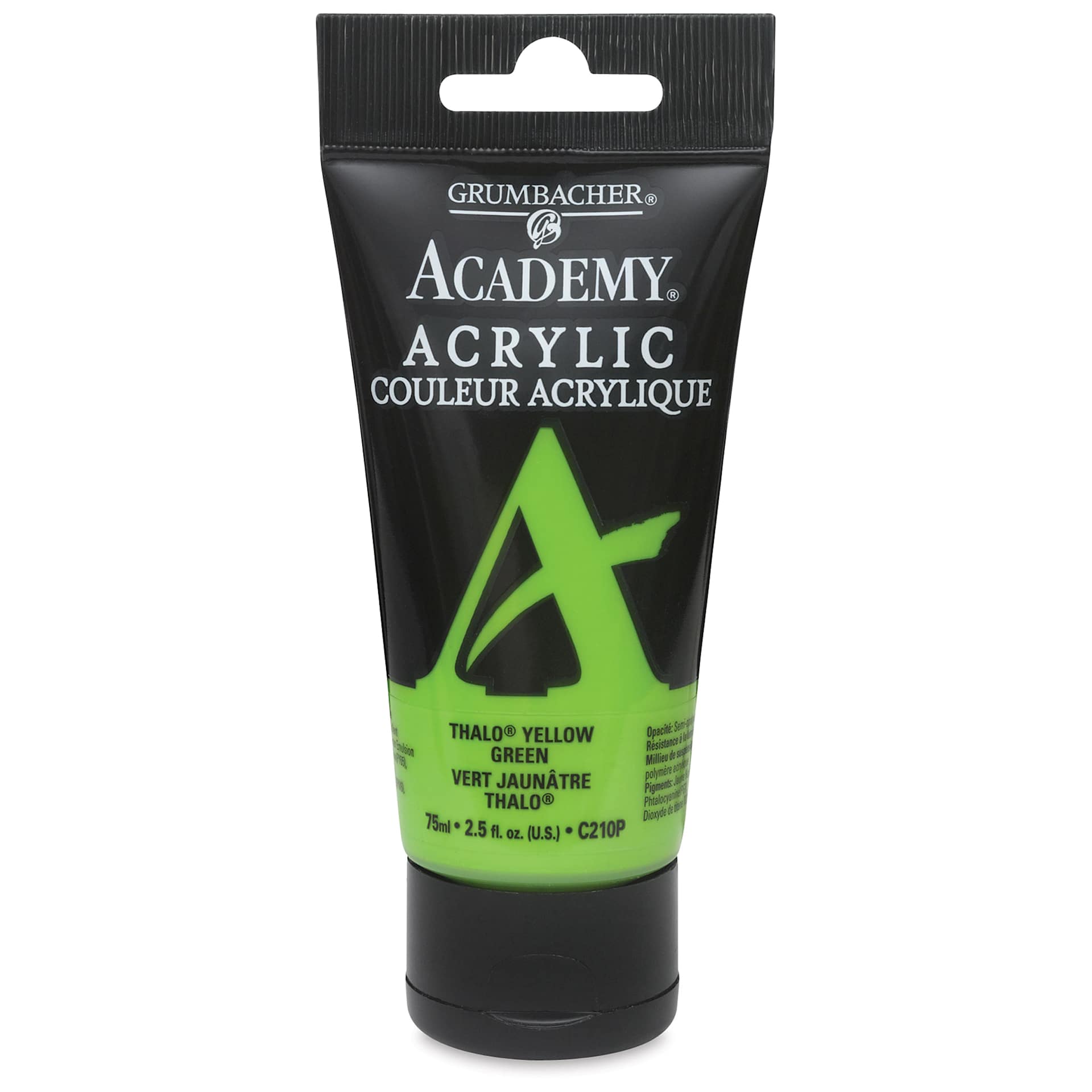 Grumbacher Academy Acrylic - Single 75 ml Thalo Yellow Green Tube shown upright Grumbacher Academy Acrylic - Single 75 ml Thalo Yellow Green Tube shown upright