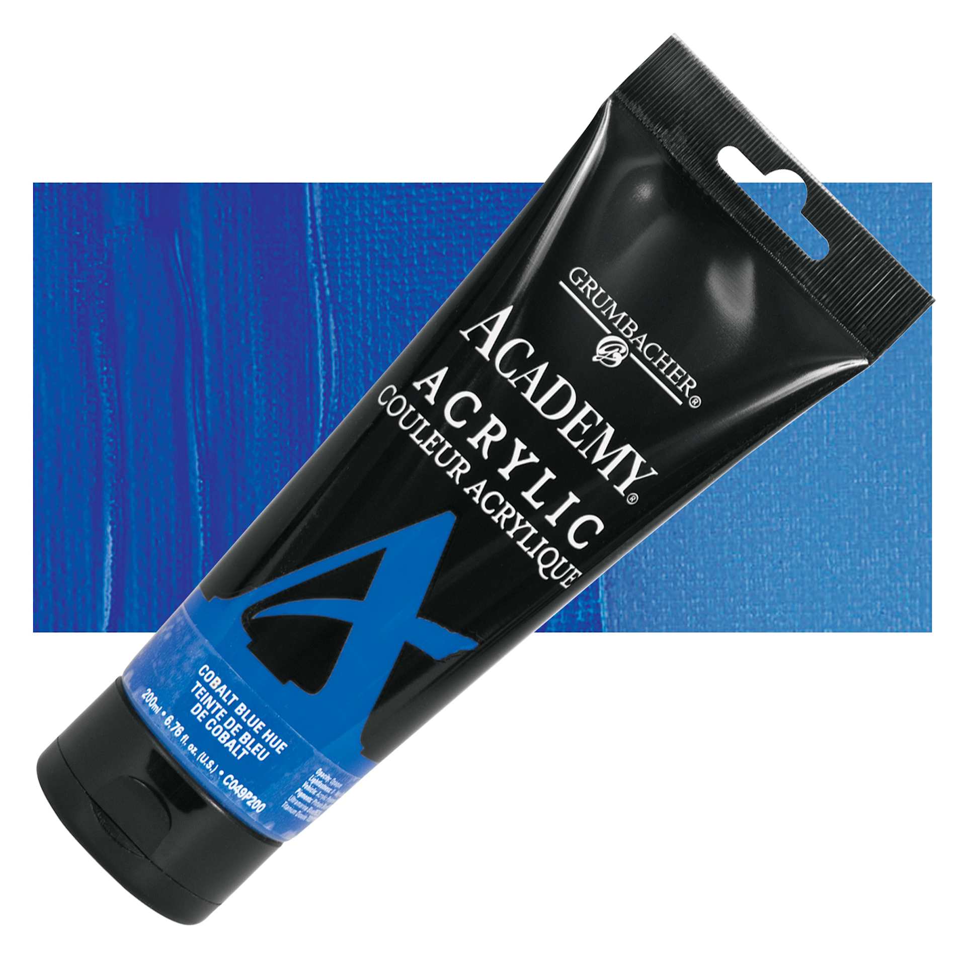 Grumbacher Academy Acrylic - Cobalt Blue Hue, 200 ml tube and swatch
