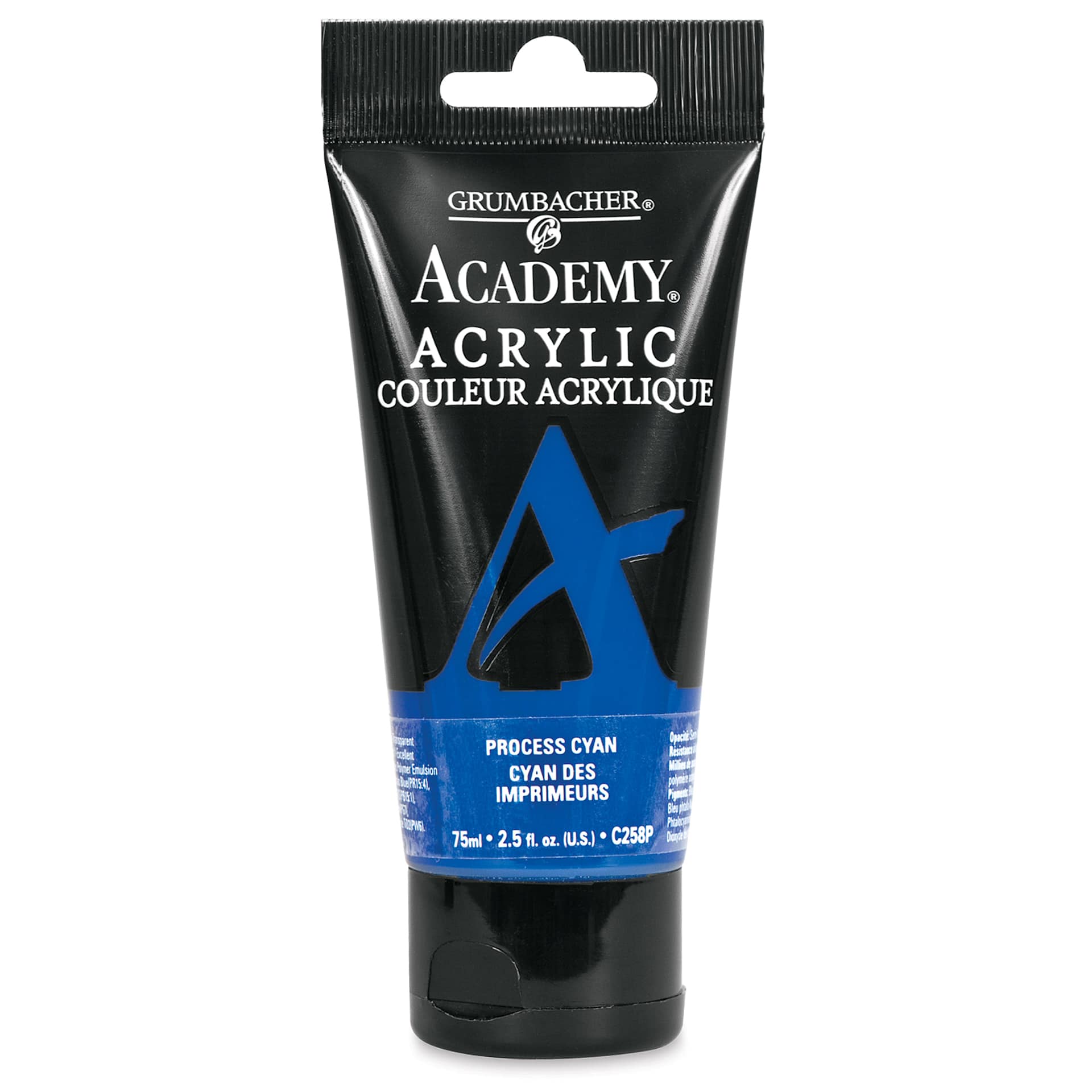 Grumbacher Academy Acrylic - Process Cyan, 75 ml tube