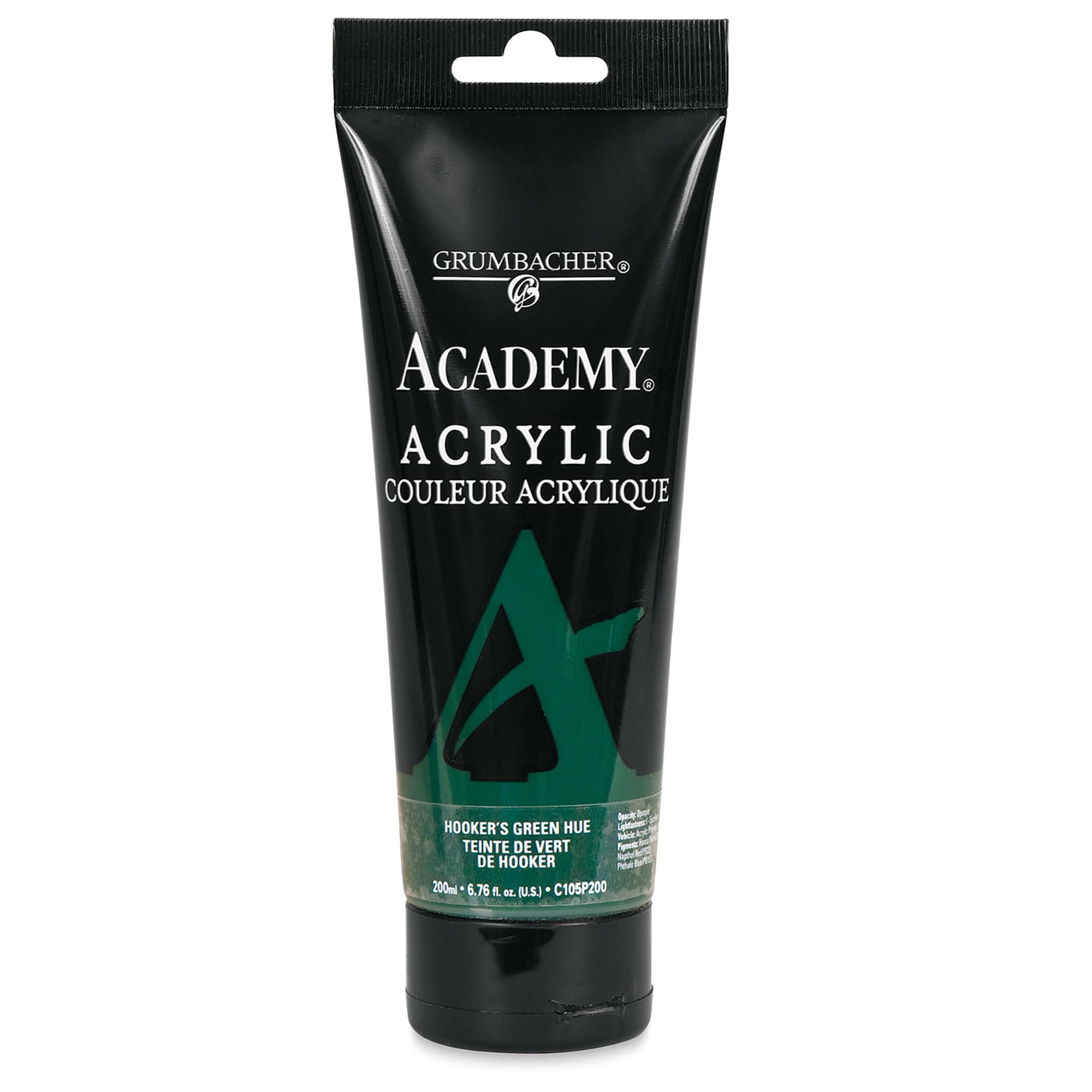 Grumbacher Academy Acrylic - Hooker's Green Hue, 200 ml tube