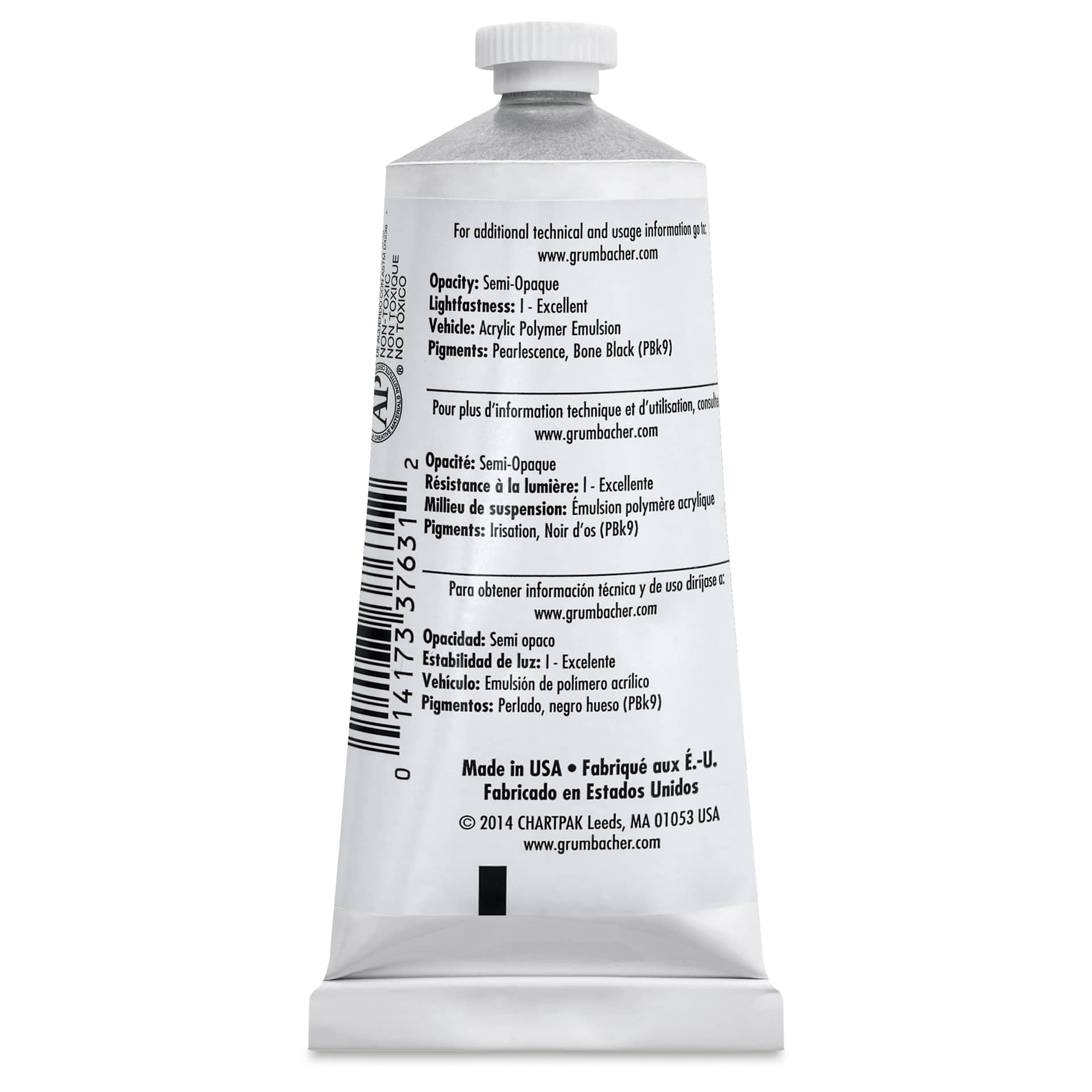 Grumbacher Academy Acrylic - Thalo Gold, 90 ml tube back