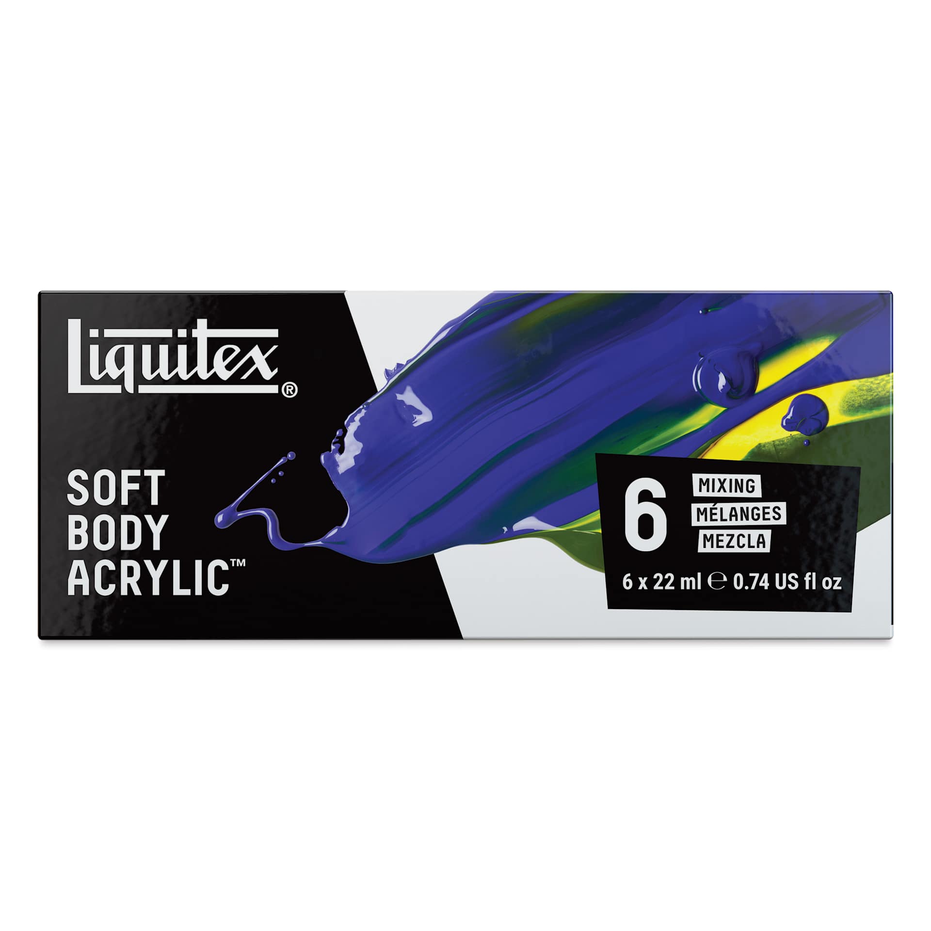 Liquitex Professional Soft Body Acrylics - Set of 6, Mixing Colors, 22 ml, front of packaging Liquitex Professional Soft Body Acrylics - Set of 6, Mixing Colors, 22 ml, front of packaging