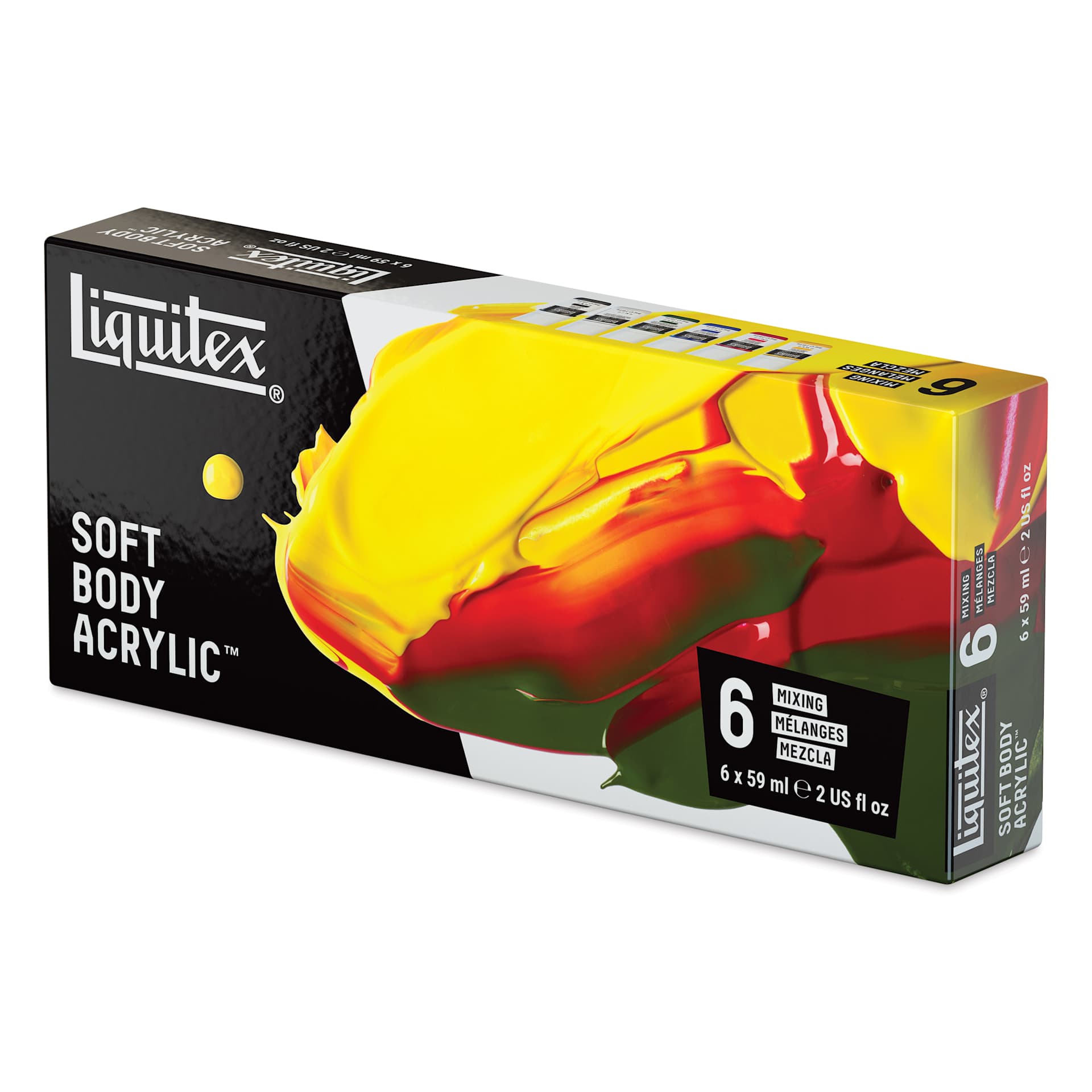 Liquitex Professional Soft Body Acrylics - Set of 6, Mixing Colors, 59 ml, packaging