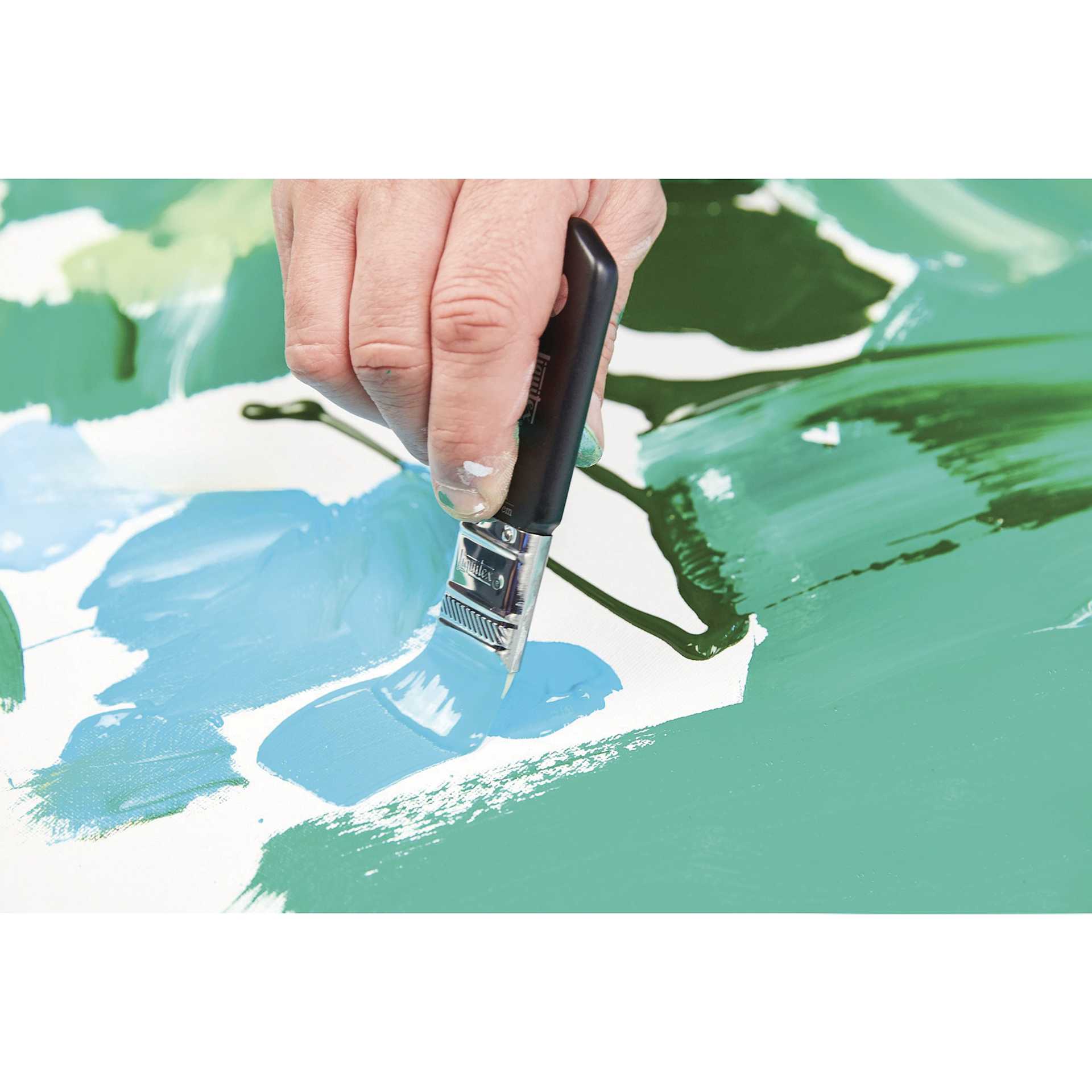 Liquitex Professional Soft Body Acrylics - Set of 12, Essential Colors, 22 ml, canvas being painted