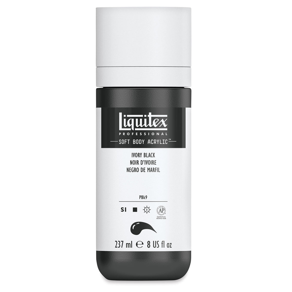 Liquitex Soft Body Artist Acrylics - Ivory Black, 237 ml
