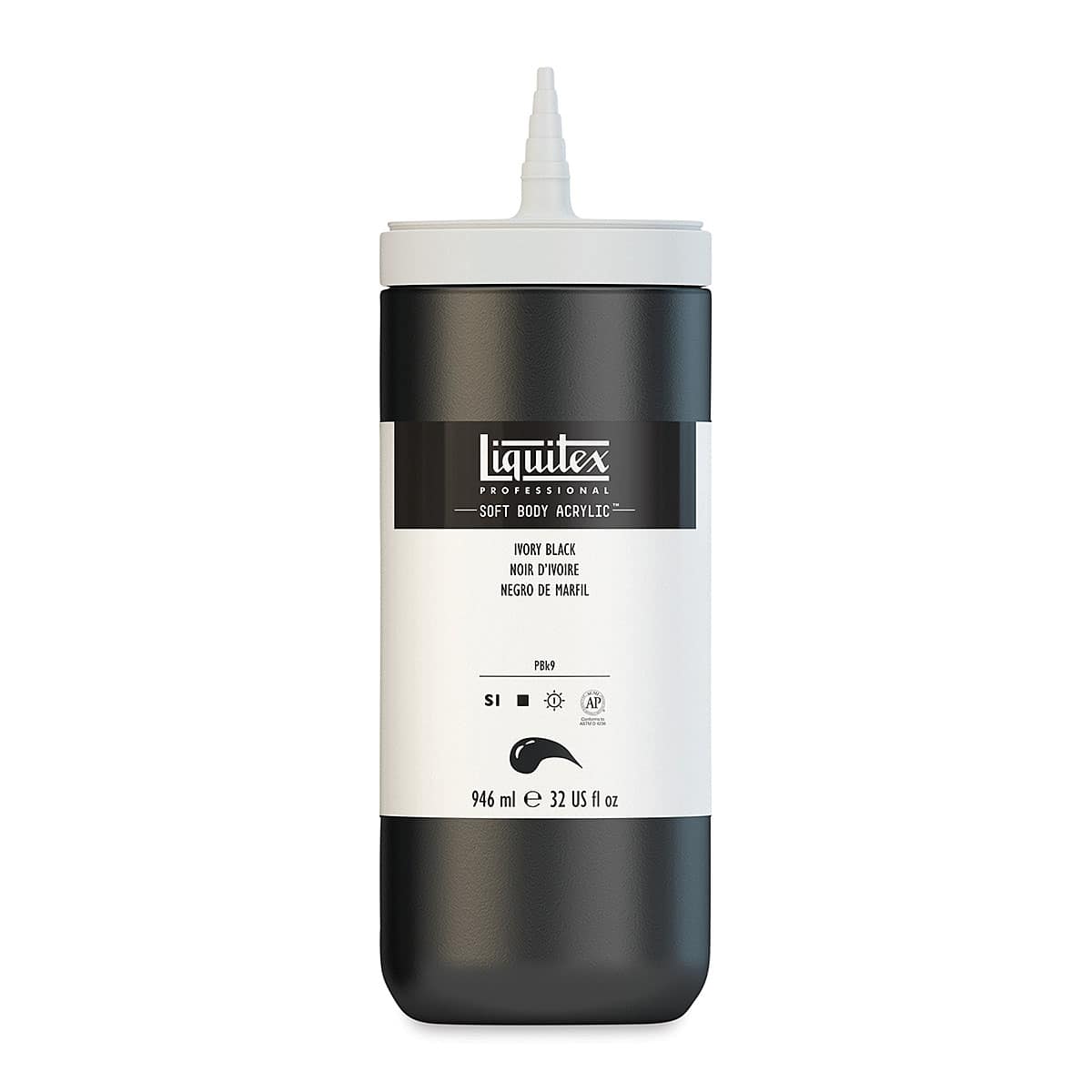 Liquitex Soft Body Artist Acrylics - Ivory Black, 946 ml Liquitex Soft Body Artist Acrylics - Ivory Black, 946 ml