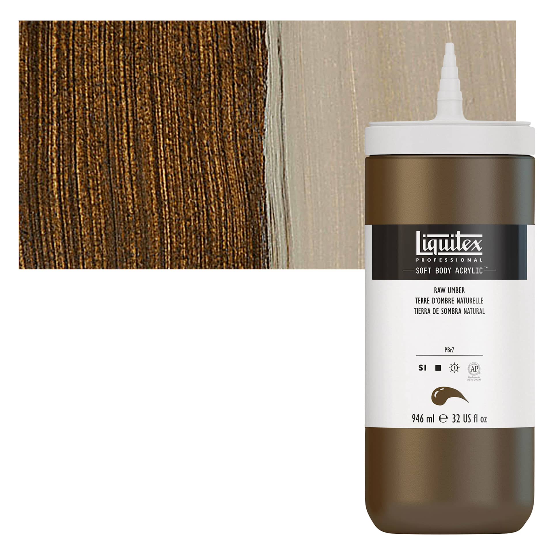 Liquitex Soft Body Artist Acrylic - Raw Umber, 946 ml and swatch Liquitex Soft Body Artist Acrylic - Raw Umber, 946 ml and swatch