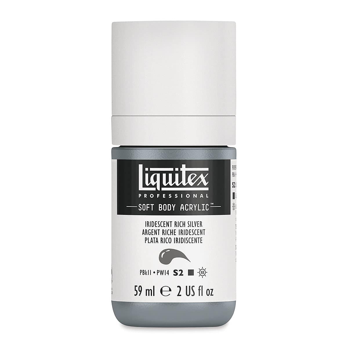 Liquitex Soft Body Artist Acrylics - Iridescent Rich Silver, 59 ml bottle