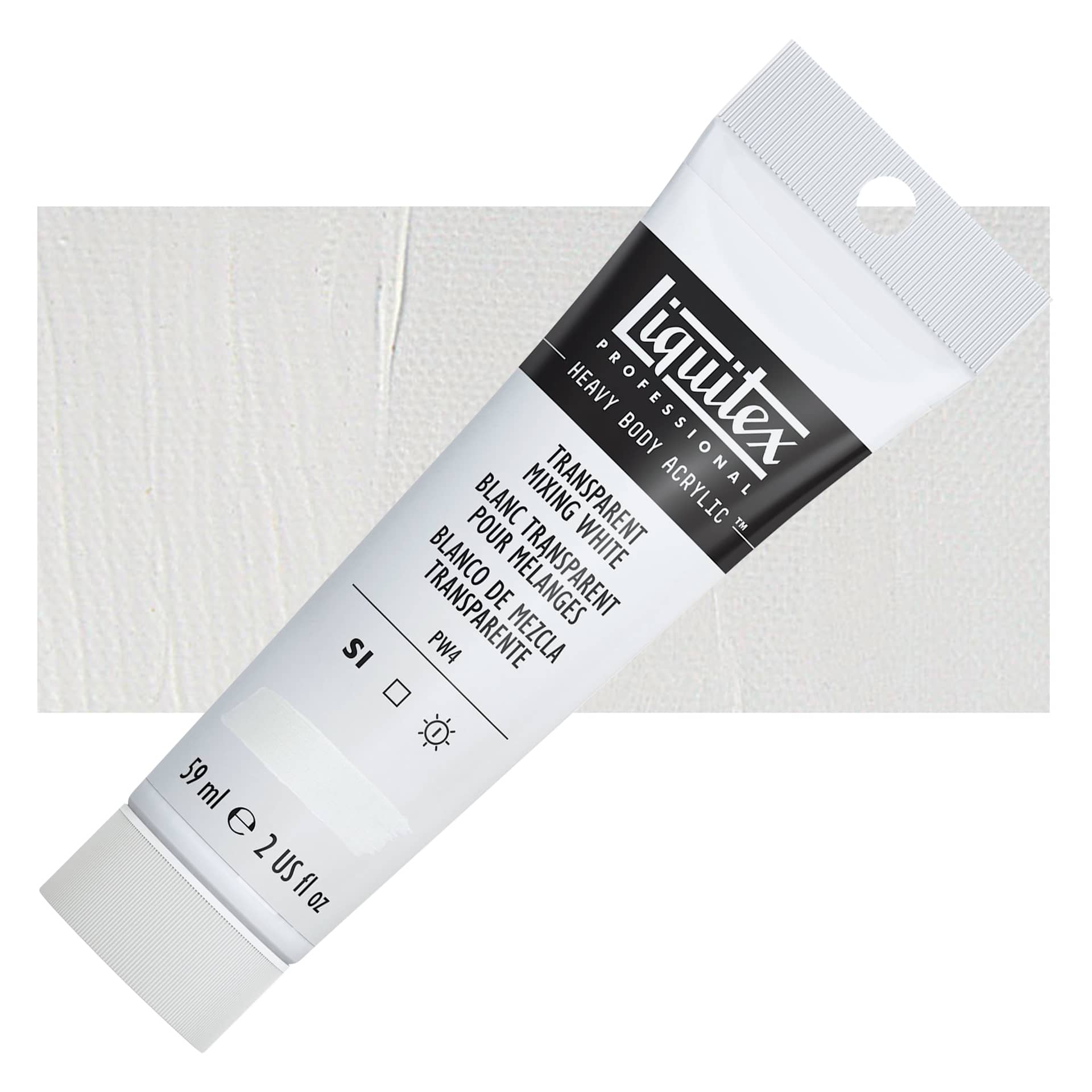 Liquitex Heavy Body Artist Acrylic - Transparent Mixing White, 2 oz Tube and swatch