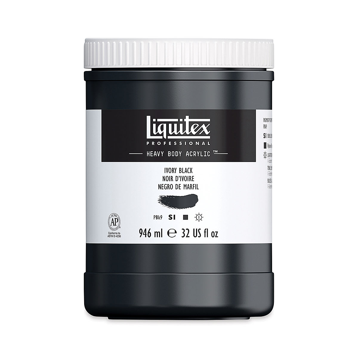 Liquitex Heavy Body Artist Acrylics - Ivory Black, 32 oz Jar