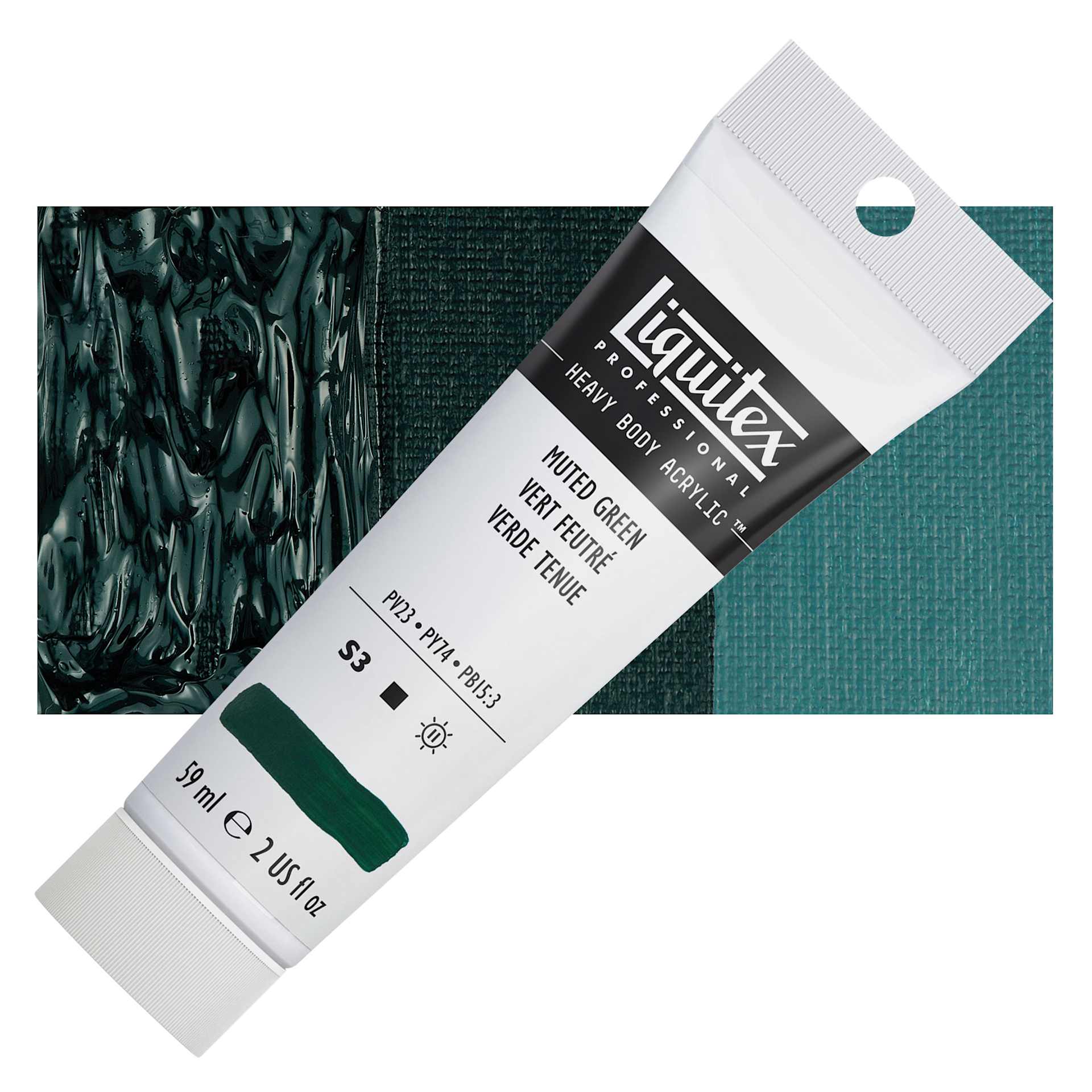 Liquitex Heavy Body Artist Acrylic - Mutred Green 2 oz tube and swatch