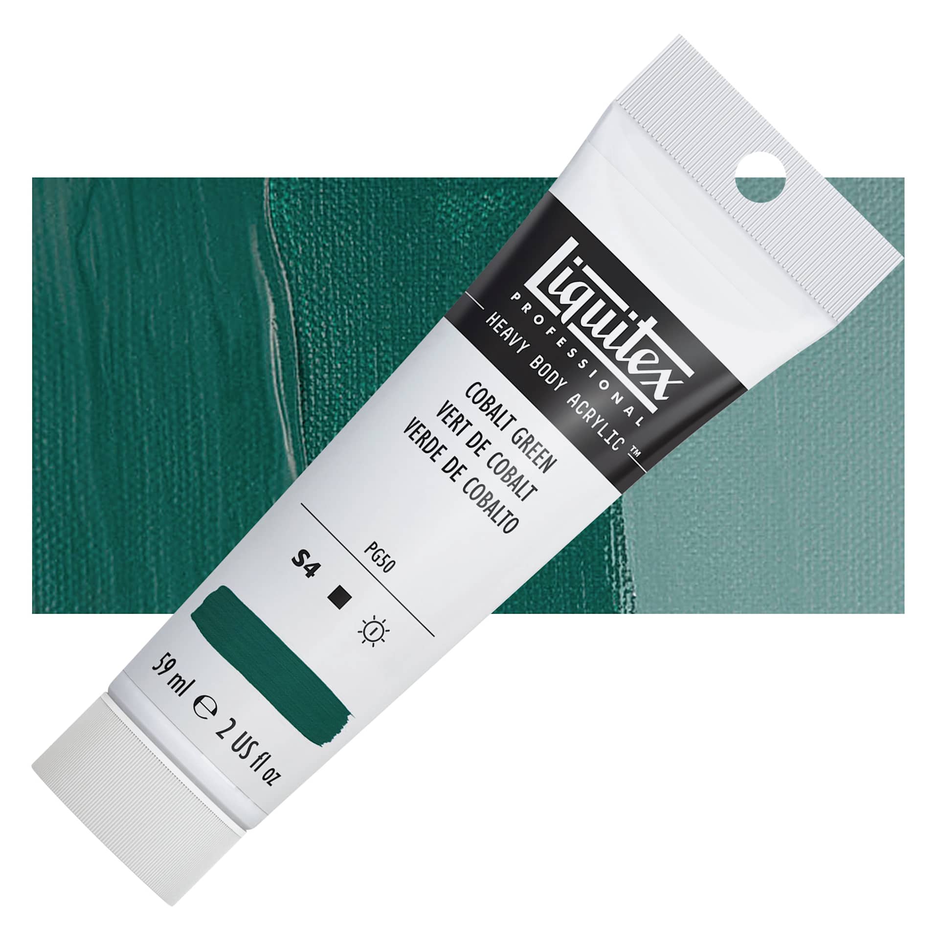 Liquitex Heavy Body Artist Acrylic - Cobalt Green, 2 oz Tube and swatch