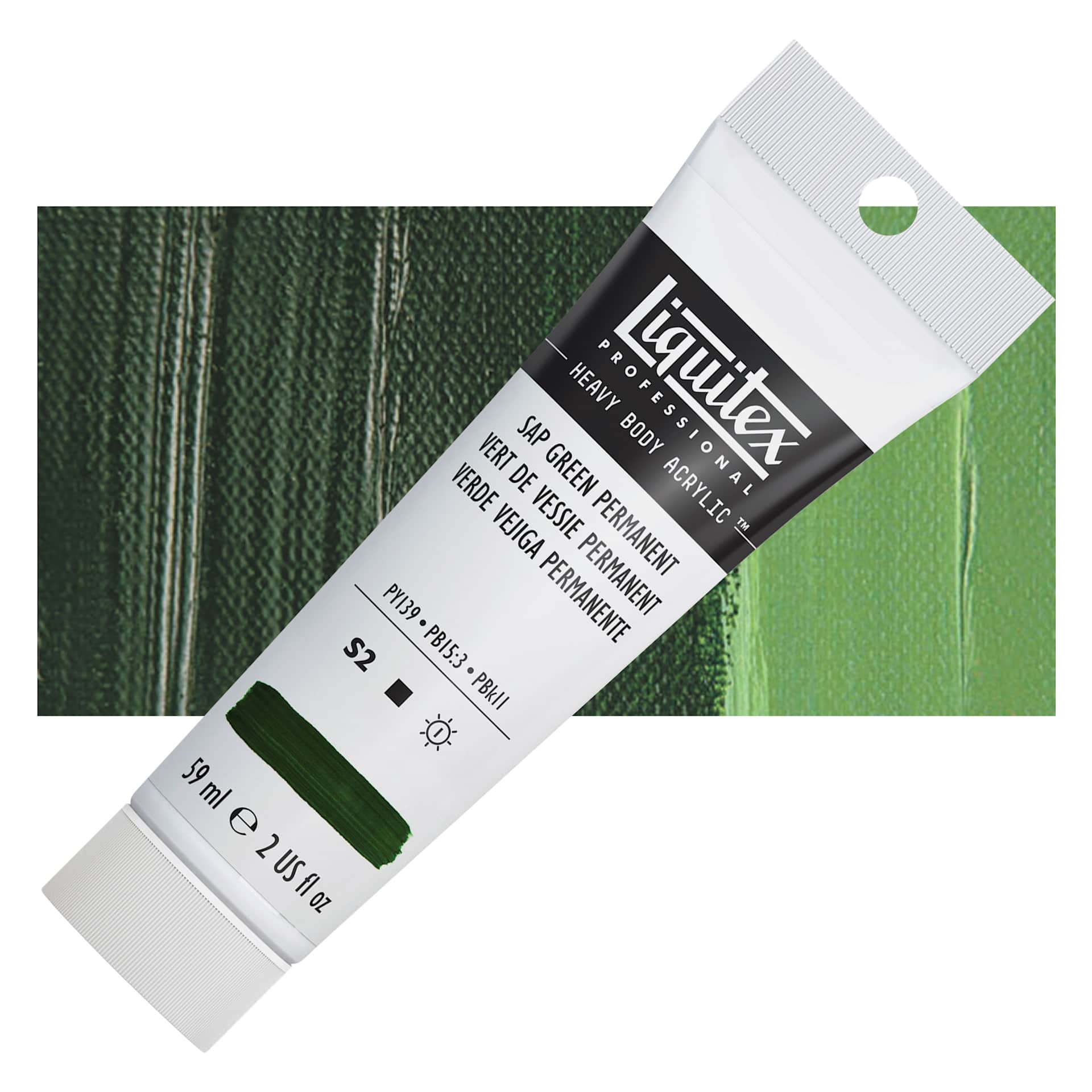Liquitex Heavy Body Artist Acrylic - Sap Green Permanent, 2 oz Tube and swatch