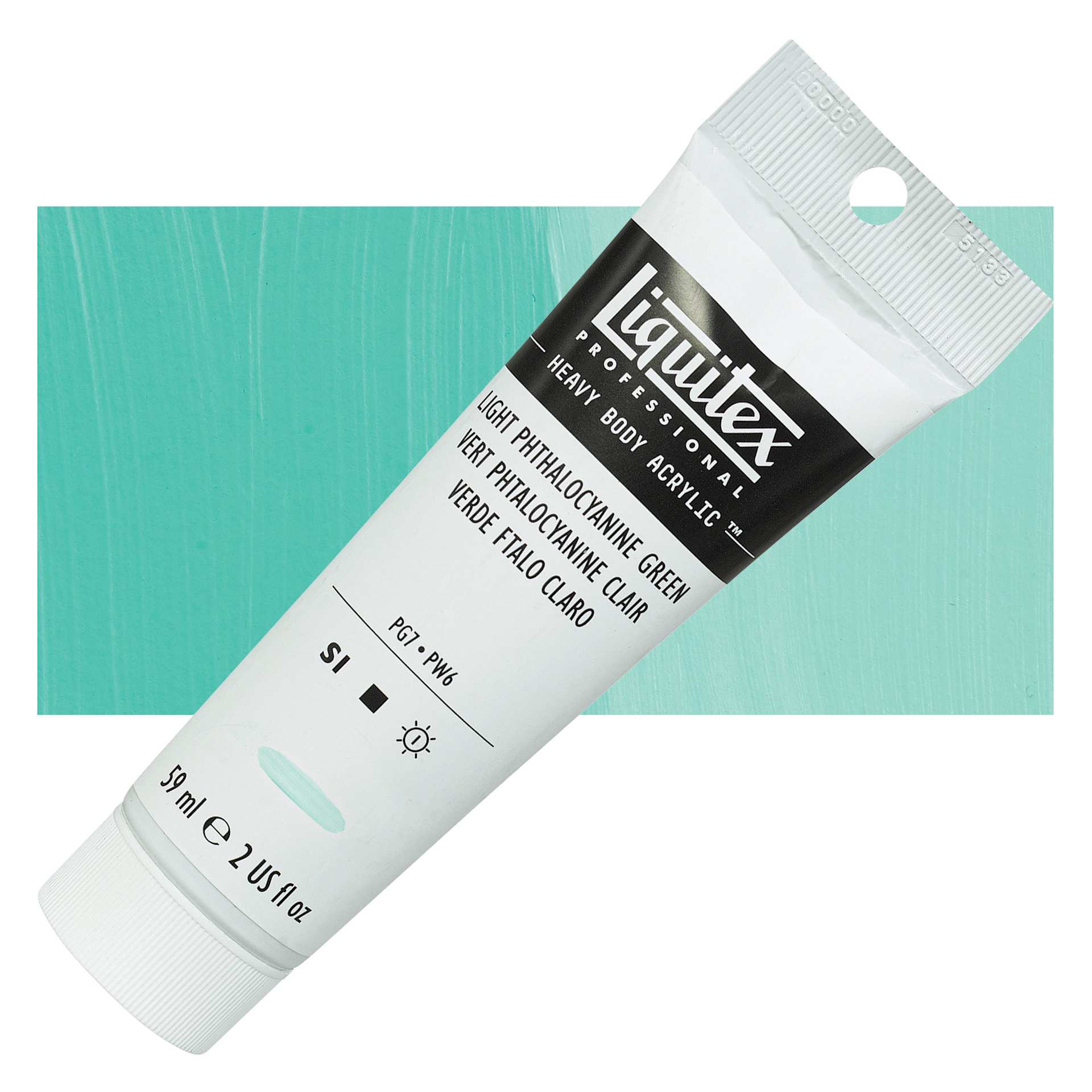 Liquitex Heavy Body Artist Acrylic - Light Phthalo Green, 59 ml, Tube and swatch