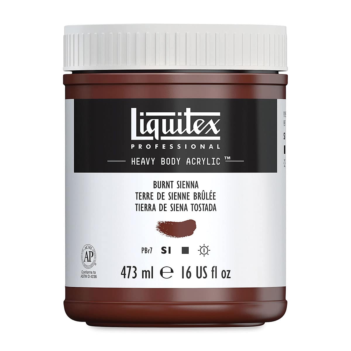 Liquitex Heavy Body Artist Acrylics - Burnt Sienna, 16 oz Jar
