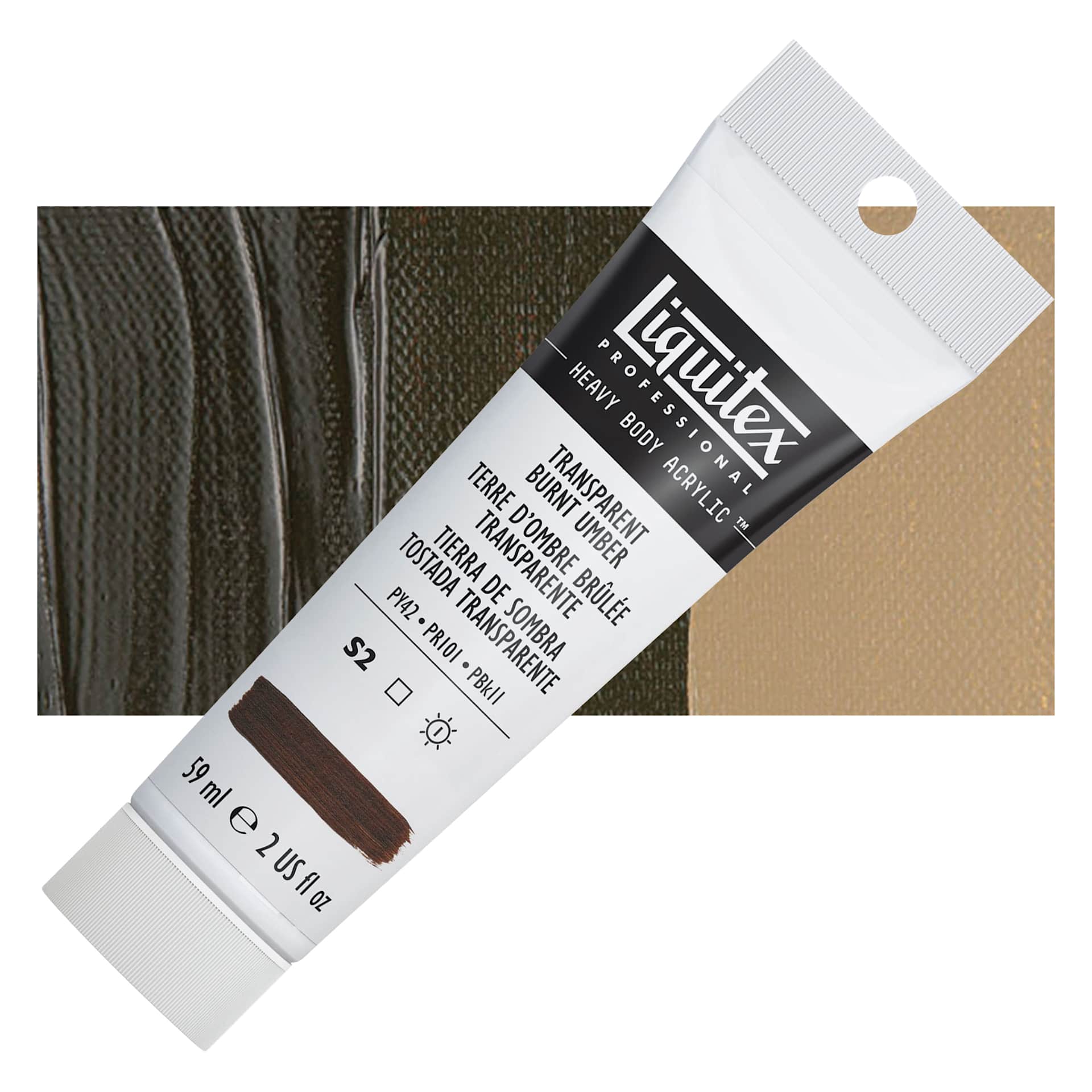 Liquitex Heavy Body Artist Acrylic - Transparent Burnt Umber, 2 oz Tube and swatch