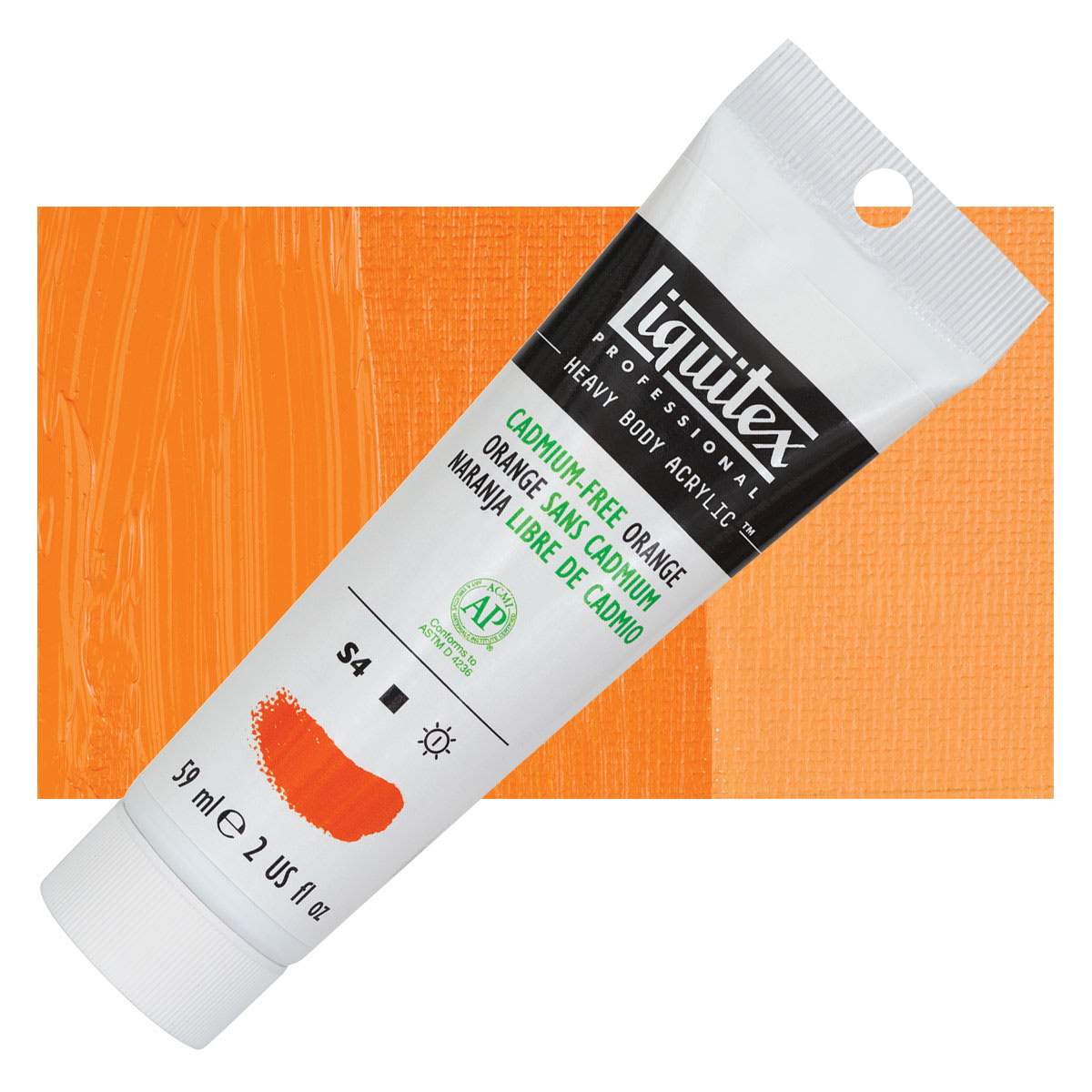 Liquitex Heavy Body Artist Acrylic - Cadmium-Free Orange, 2 oz and swatch