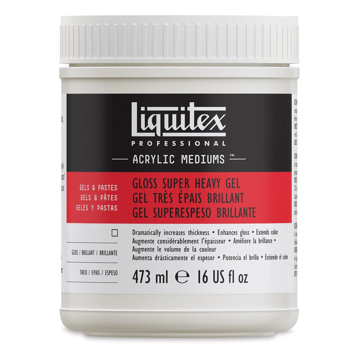 Liquitex Medium - Super Heavy Gel Medium, Gloss, 16 oz bottle