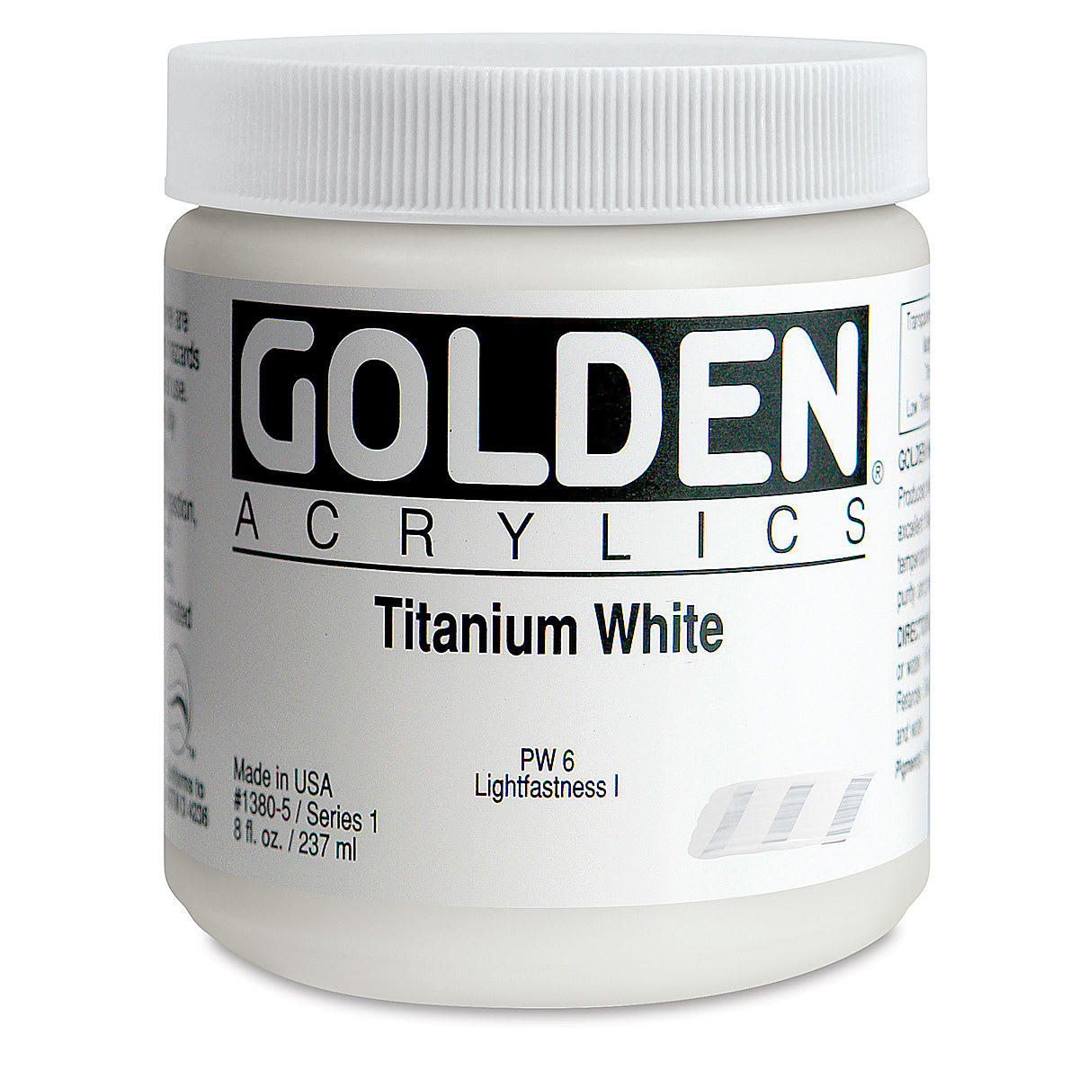 Golden Heavy Body Artist Acrylics - Titanium White, 8 oz Jar