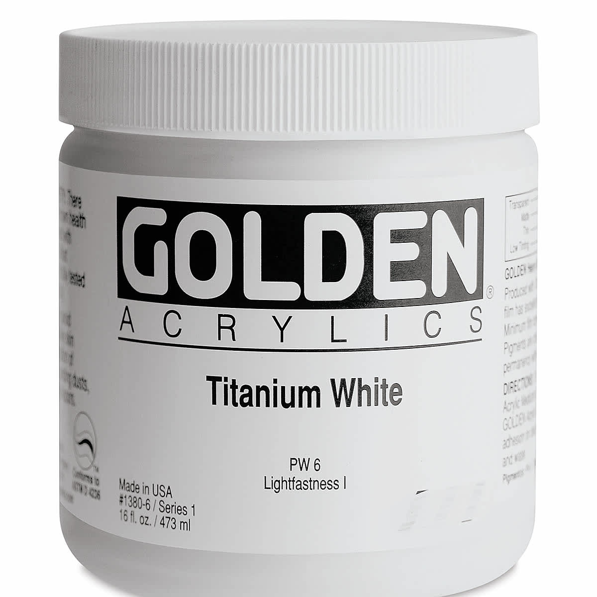 Golden Heavy Body Artist Acrylics - Titanium White, 16 oz Jar