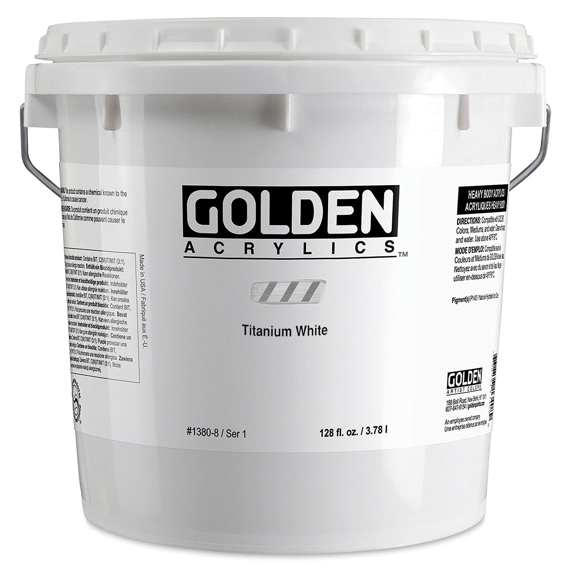 Golden Heavy Body Artist Acrylics - Titanium White, 128 oz Jar