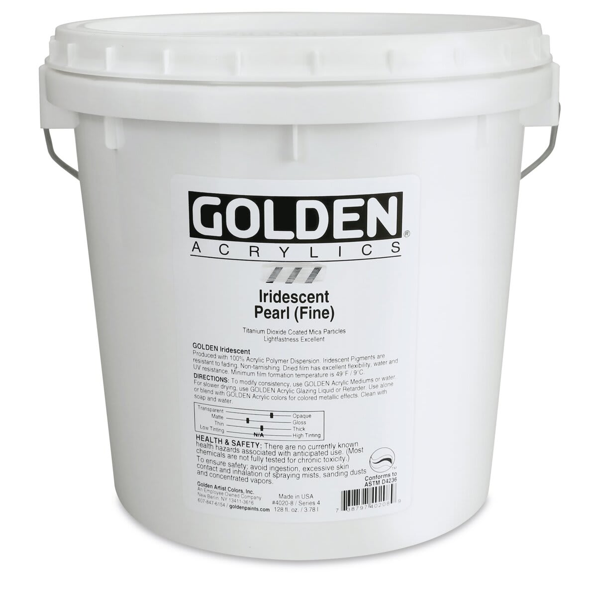 Golden Heavy Body Acrylic Paint - Iridescent Pearl (Fine), 128 oz Jar