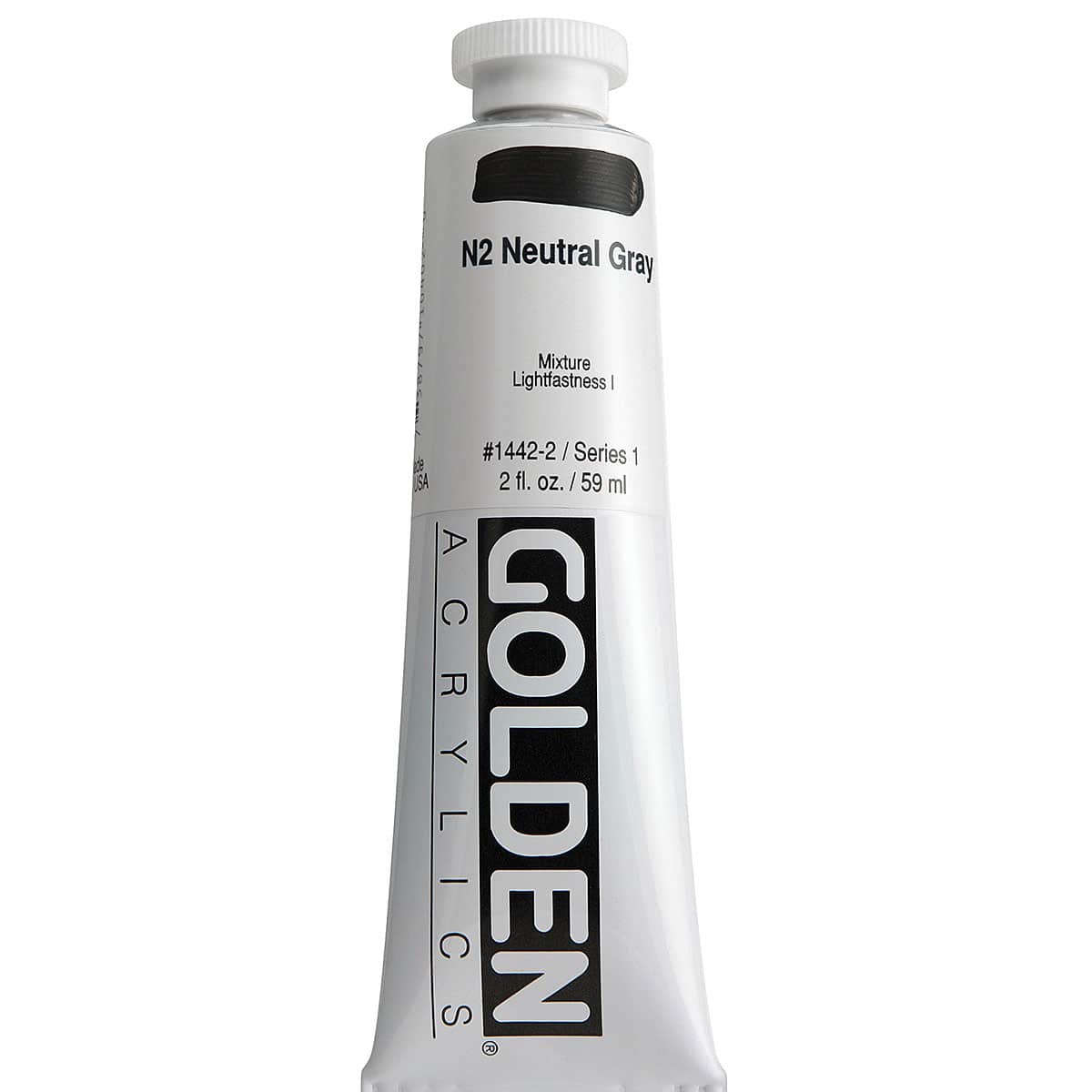 Golden Heavy Body Acrylic Paint - Neutral Gray N2, 2 oz tube