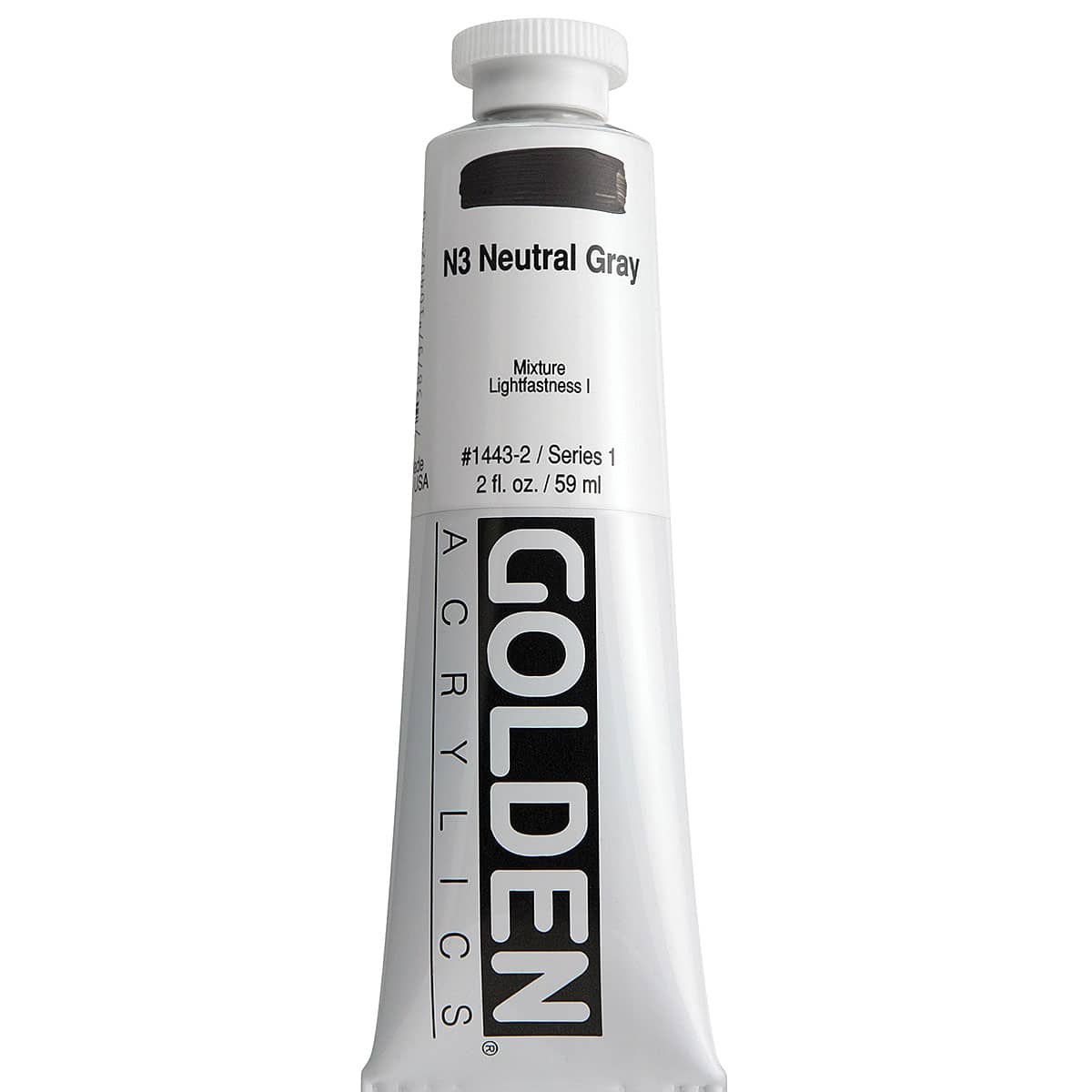 Golden Heavy Body Artist Acrylics - Neutral Gray N3, 2 oz Tube