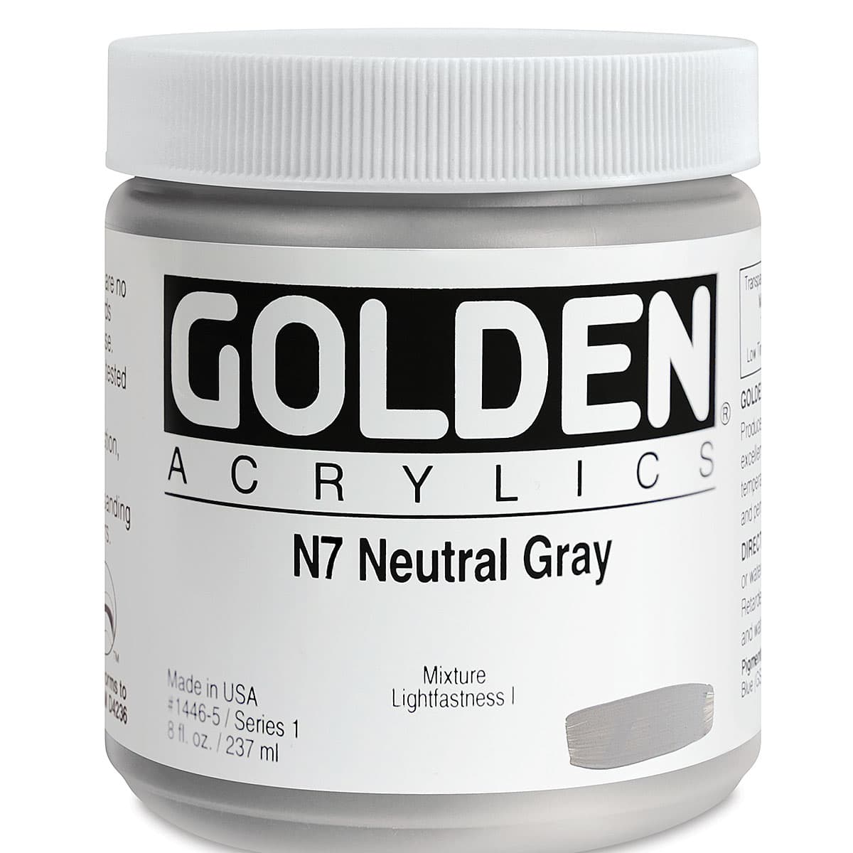 Golden Heavy Body Artist Acrylics - Neutral Gray N7, 8 oz Jar
