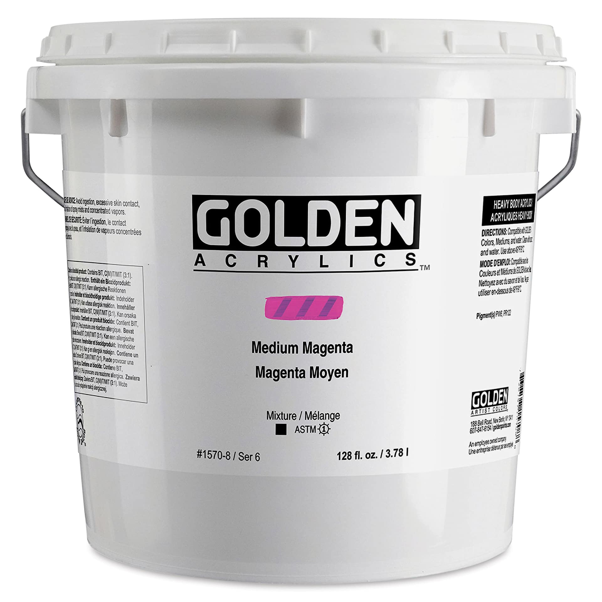 Golden Heavy Body Artist Acrylic Paint- Medium Magenta, 128 oz Bucket