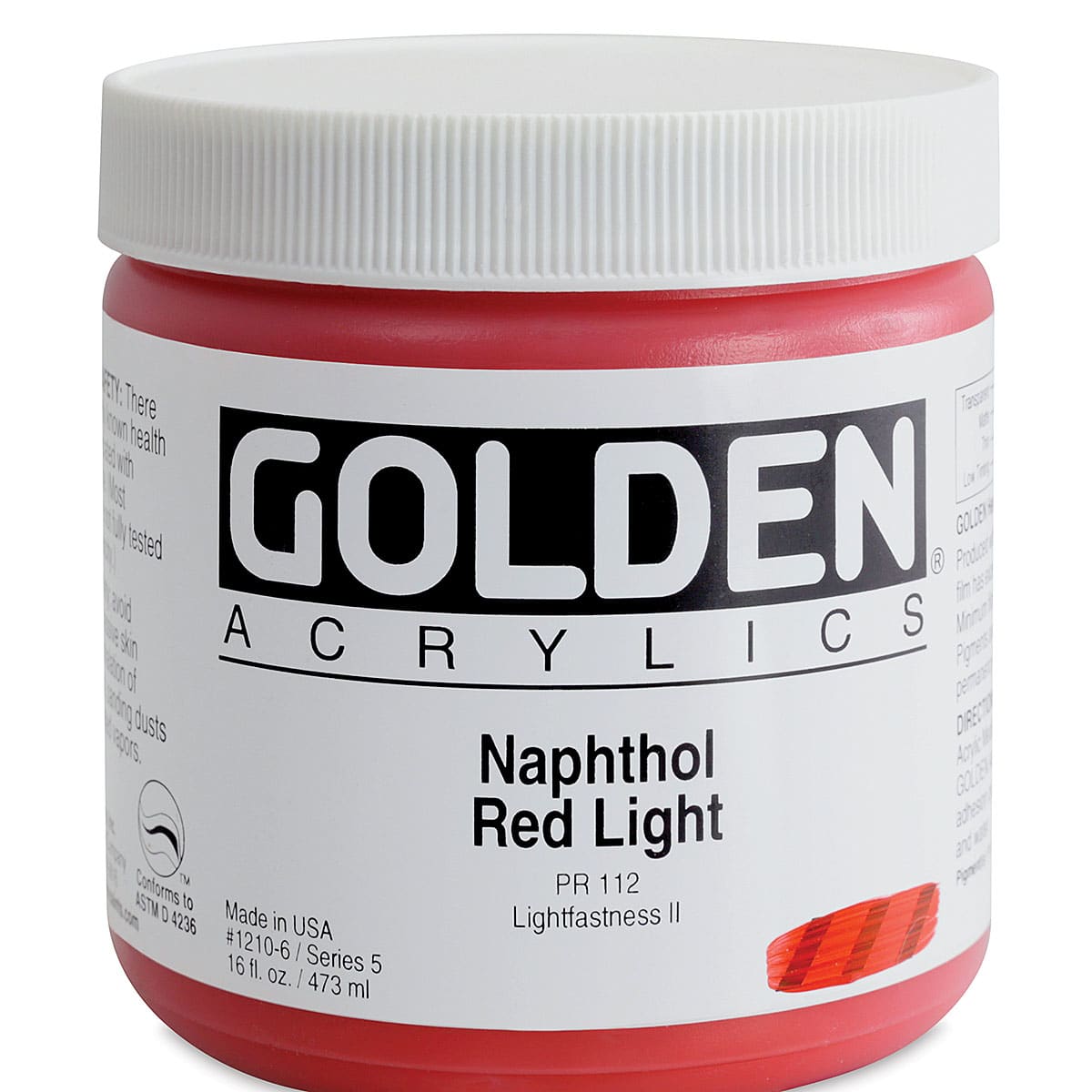 Golden Heavy Body Artist Acrylics - Naphthol Red Light, 16 oz Jar