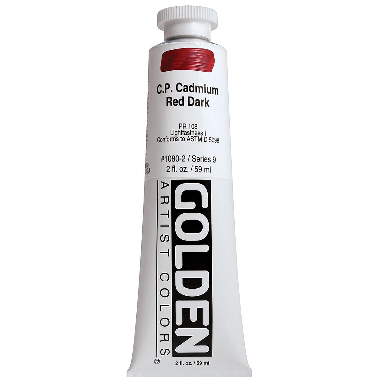Golden Heavy Body Artist Acrylics - Cadmium Red Dark, 2 oz Tube