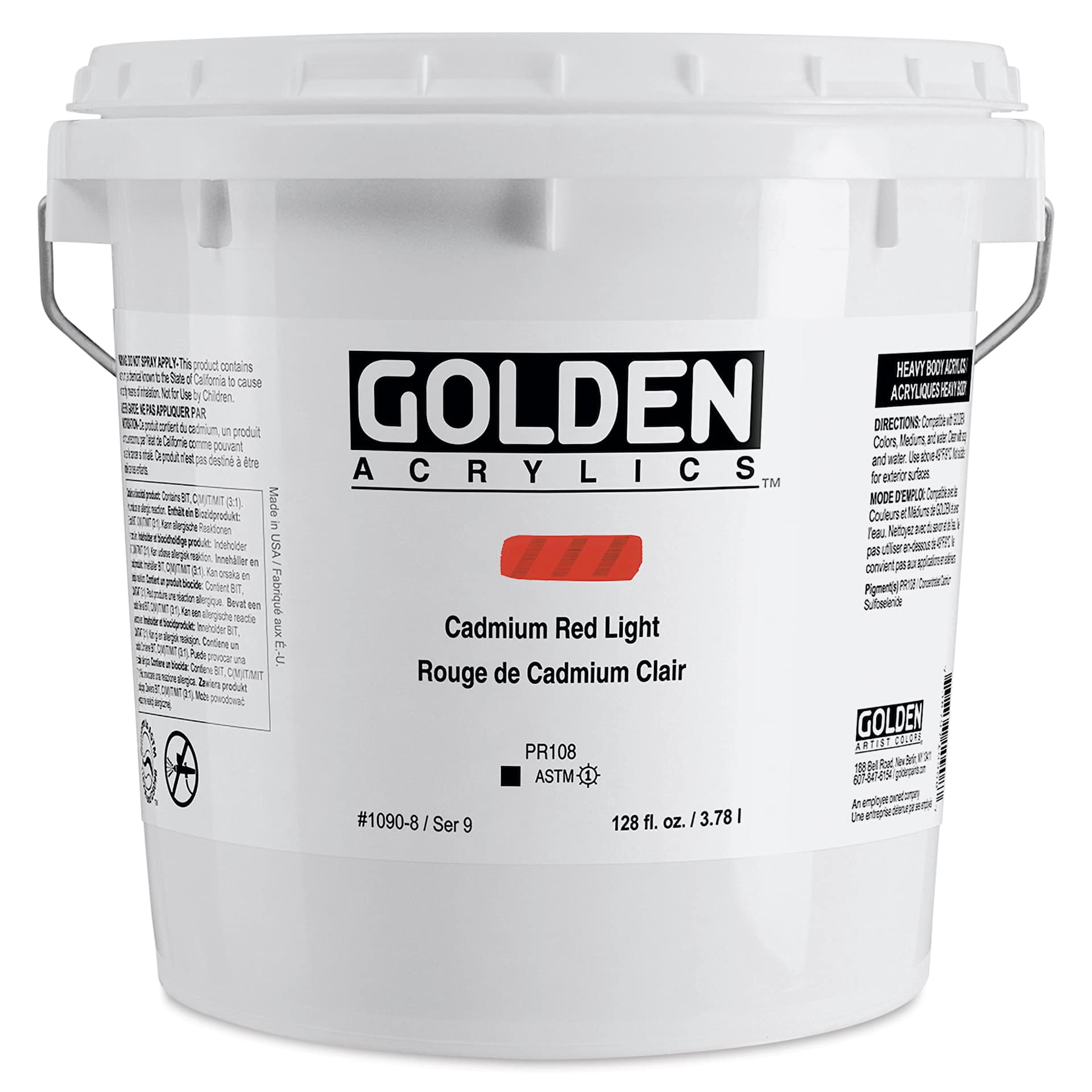 Golden Heavy Body Acrylic Paint - Cadmium Red Light (CP), 3.78 L Bucket