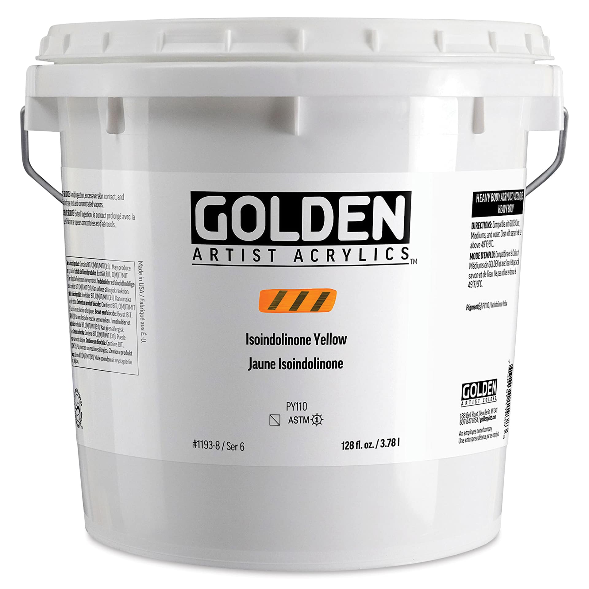 Golden Heavy Body Acrylic Paint - Isoindolinone Yellow, 3.78 L Jar