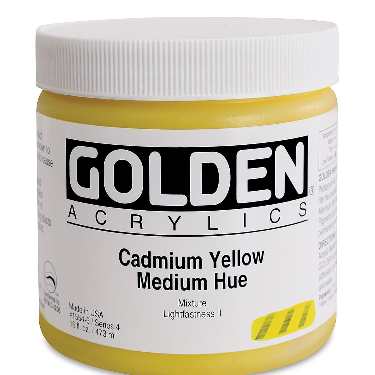 Golden Heavy Body Artist Acrylics - Cadmium Yellow Medium Hue, 16 oz Jar
