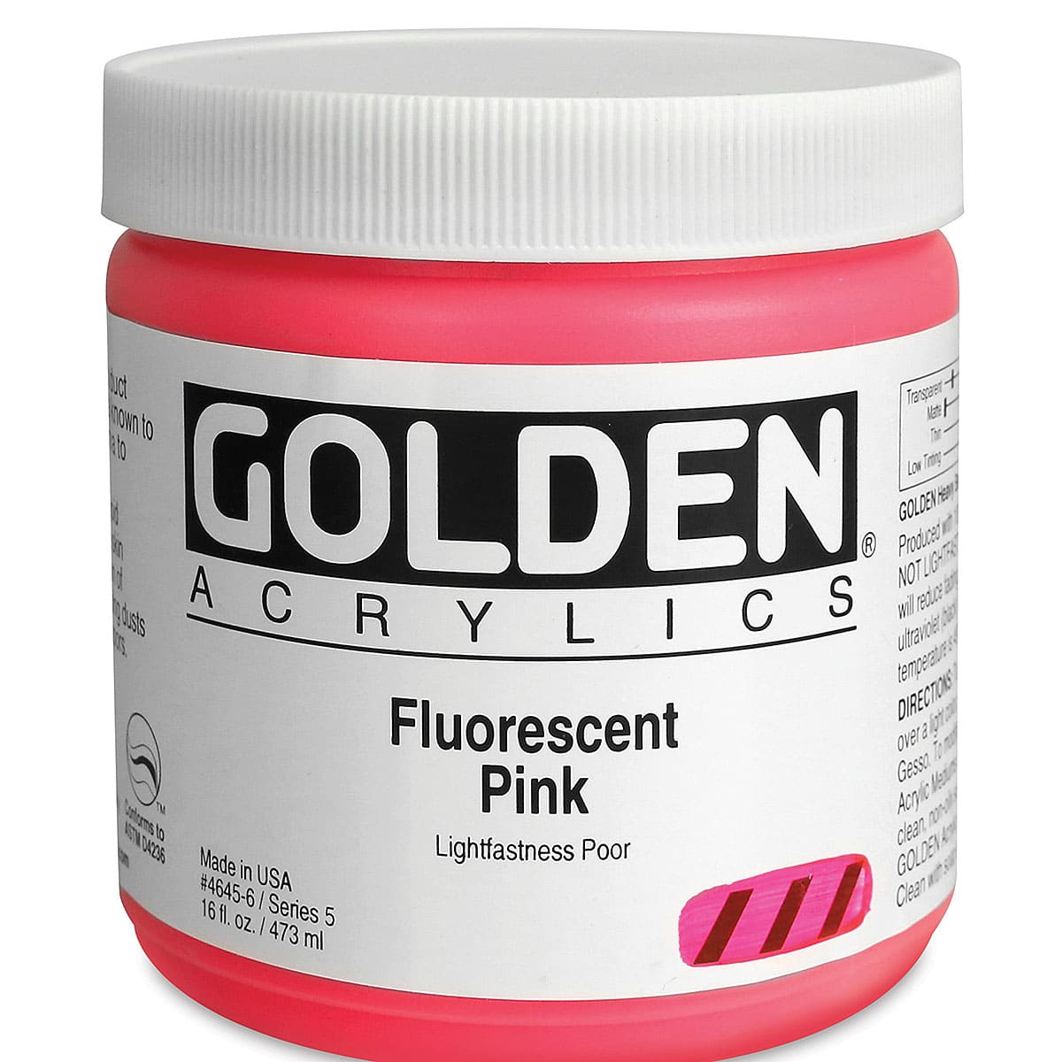 Golden Heavy Body Artist Acrylics - Fluorescent Pink, 16 oz Jar