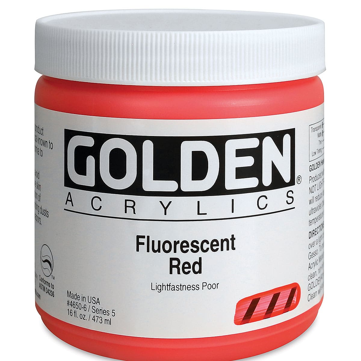 Golden Heavy Body Artist Acrylics - Fluorescent Red, 16 oz jar