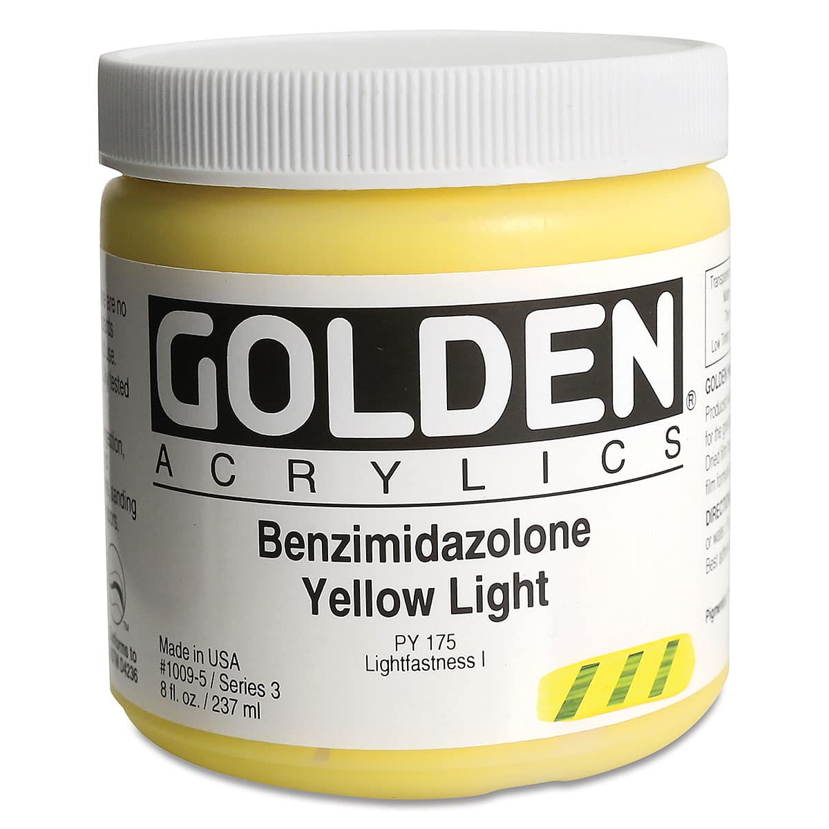 Golden Heavy Body Artist Acrylics - Benzimidazolone Yellow Light, 8 oz